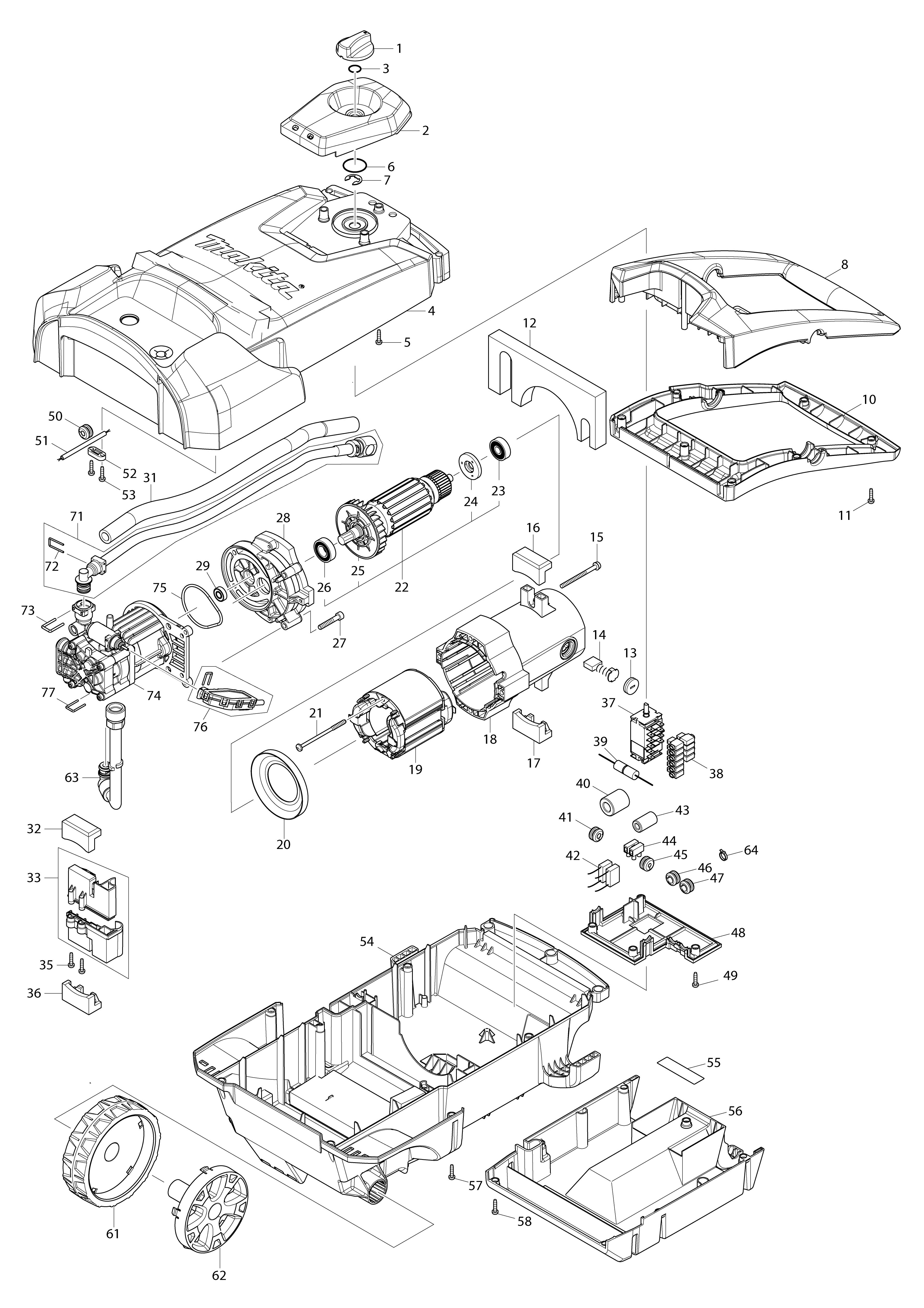 Pièces détachées Nettoyeur haute pression Makita HW1300