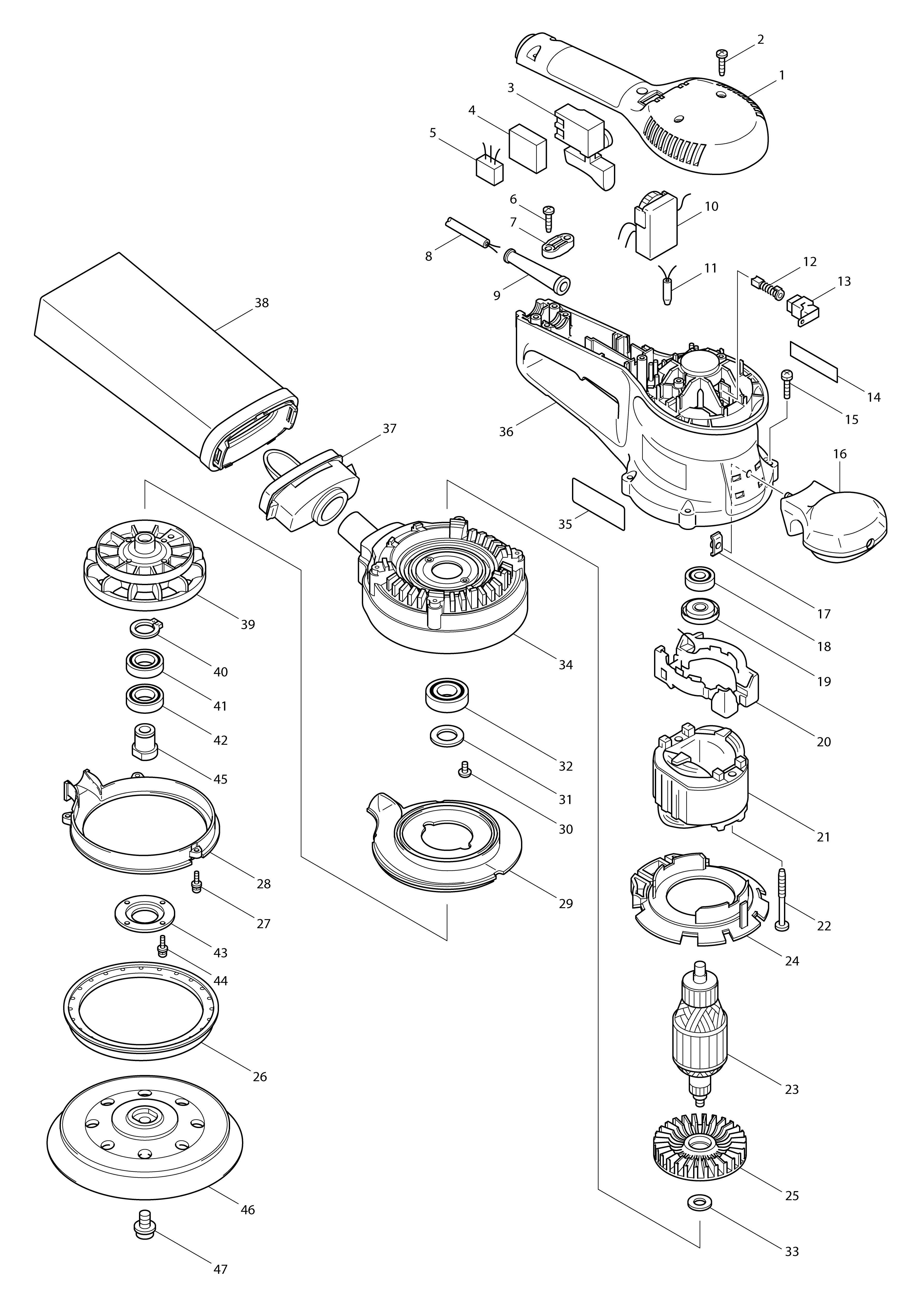 Pièces détachées Ponceuse excentrique Makita BO6030