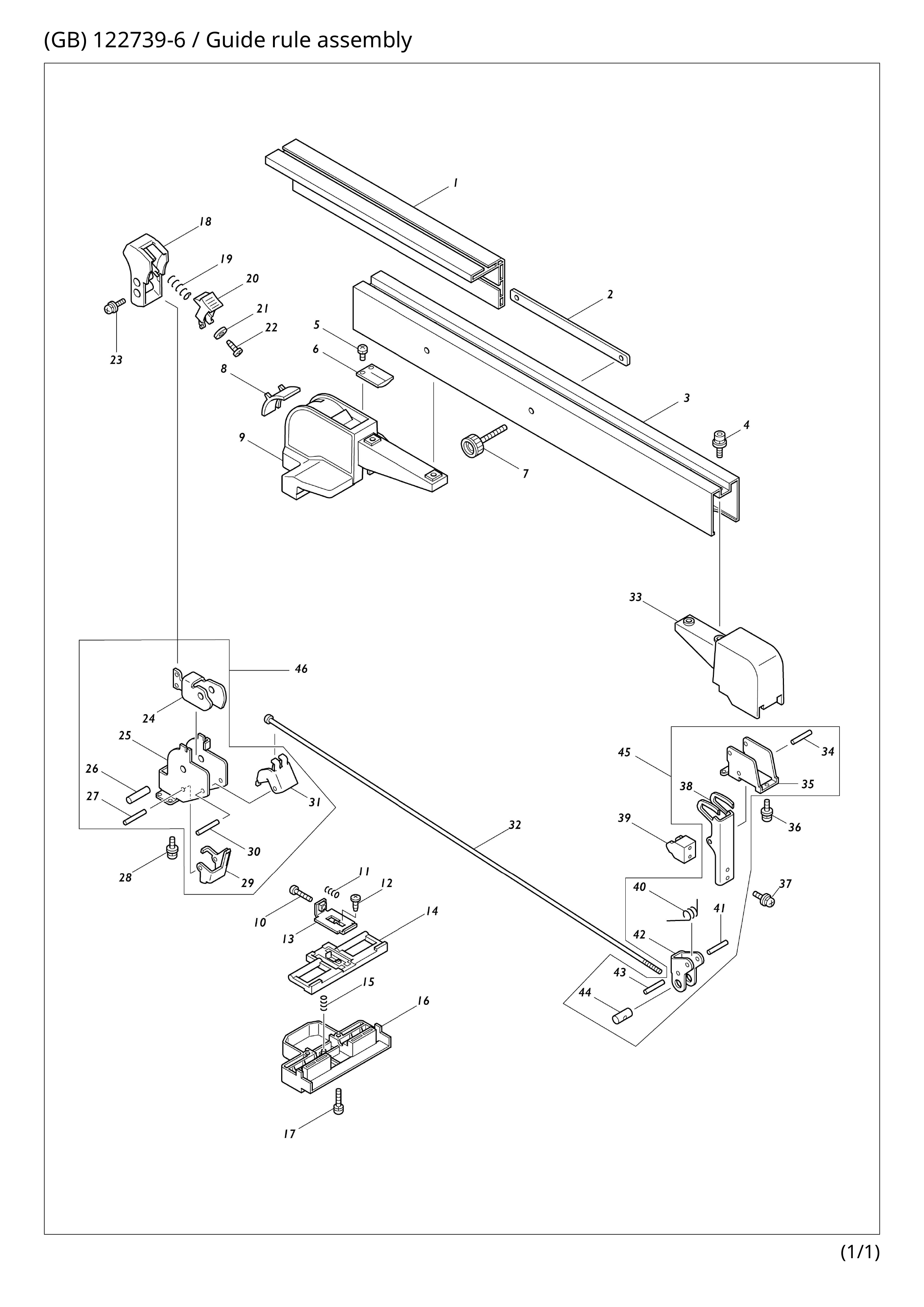 Pièces détachées guide de délignage Makita 122739-6 pour 2704, 2704N