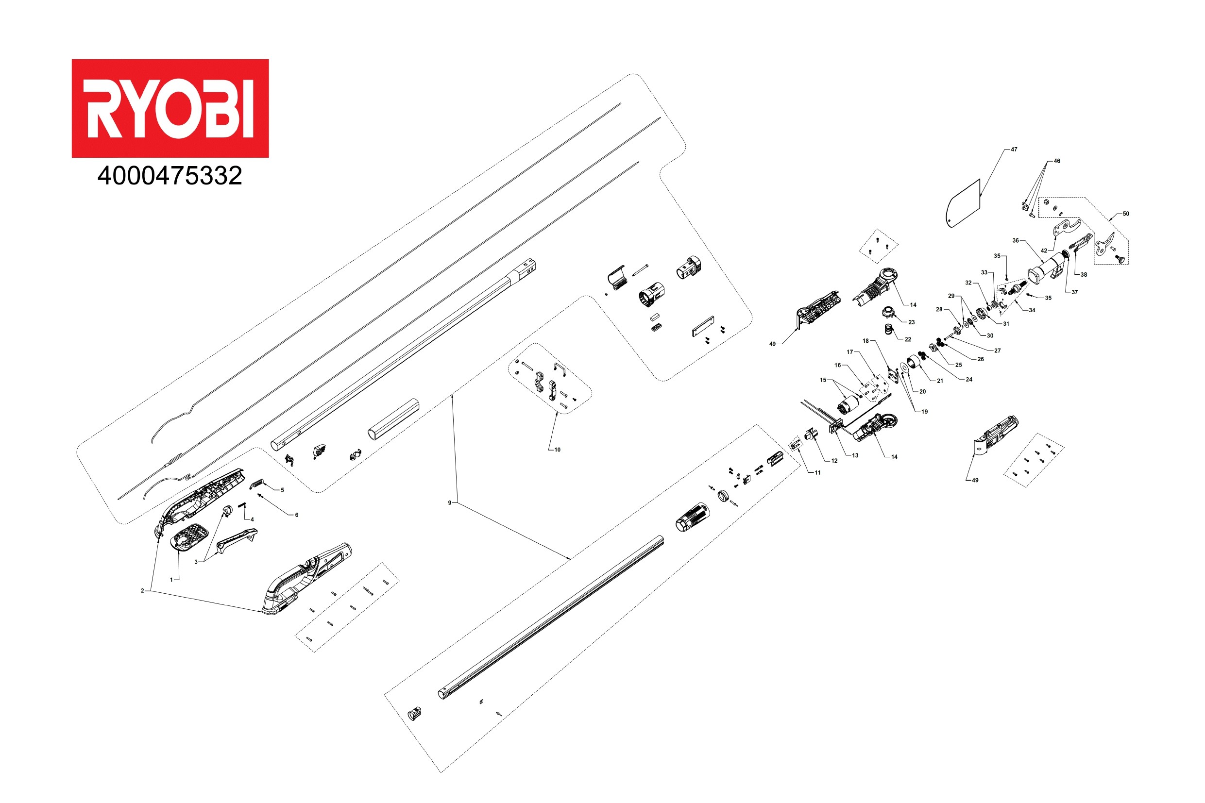 Pièces détachées Sécateur télescopique Ryobi RY18PLA - 475332