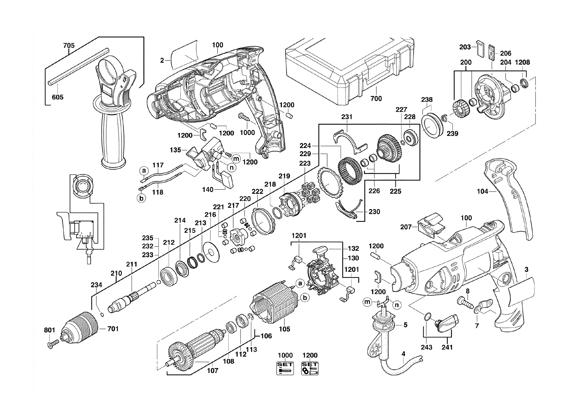 Pièces détachées Perceuse à percussions AEG SB2E 720 RX - 412895