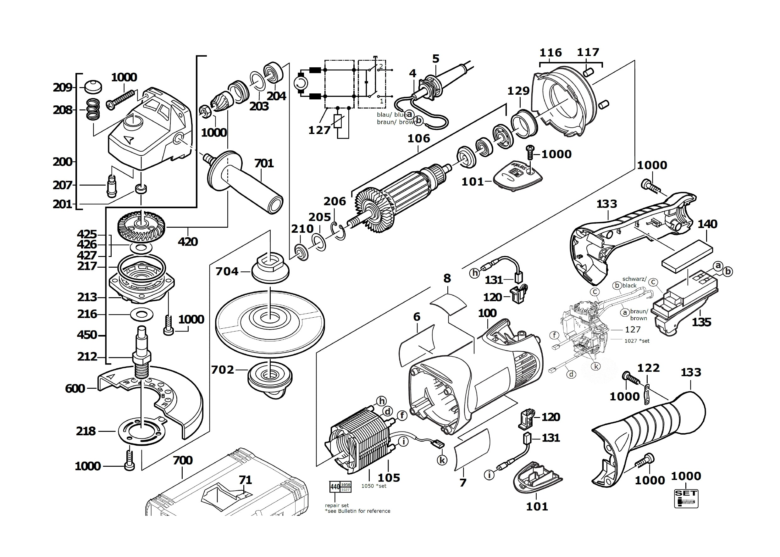 Pièces détachées Meuleuse AEG WS15-125 SXE - 455121