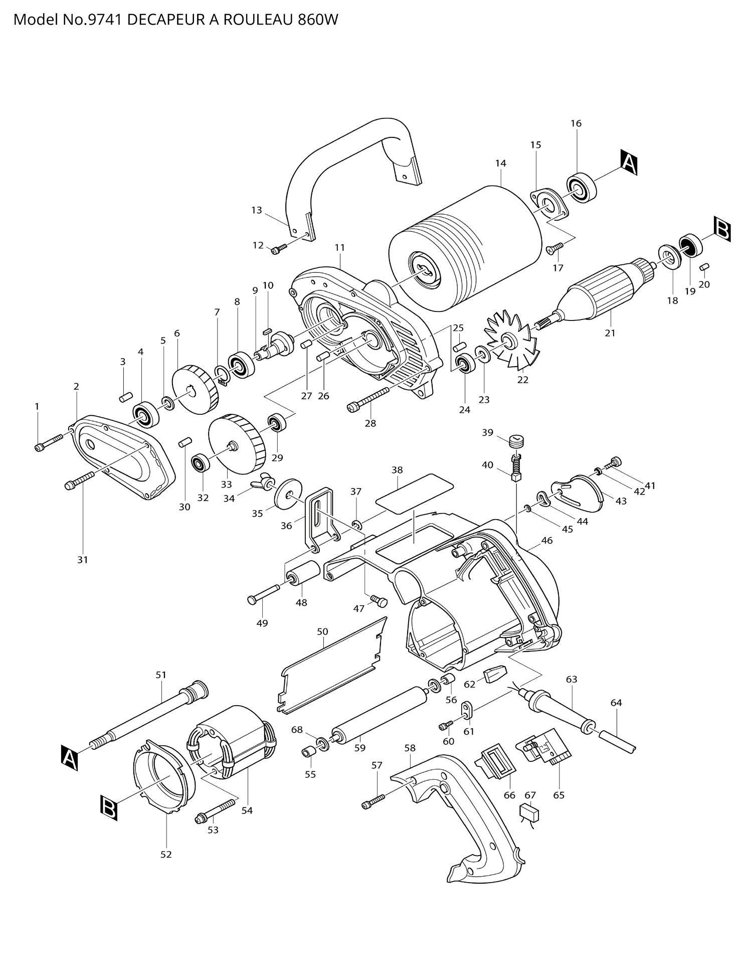 Pièces détachées décapeur Makita 9741