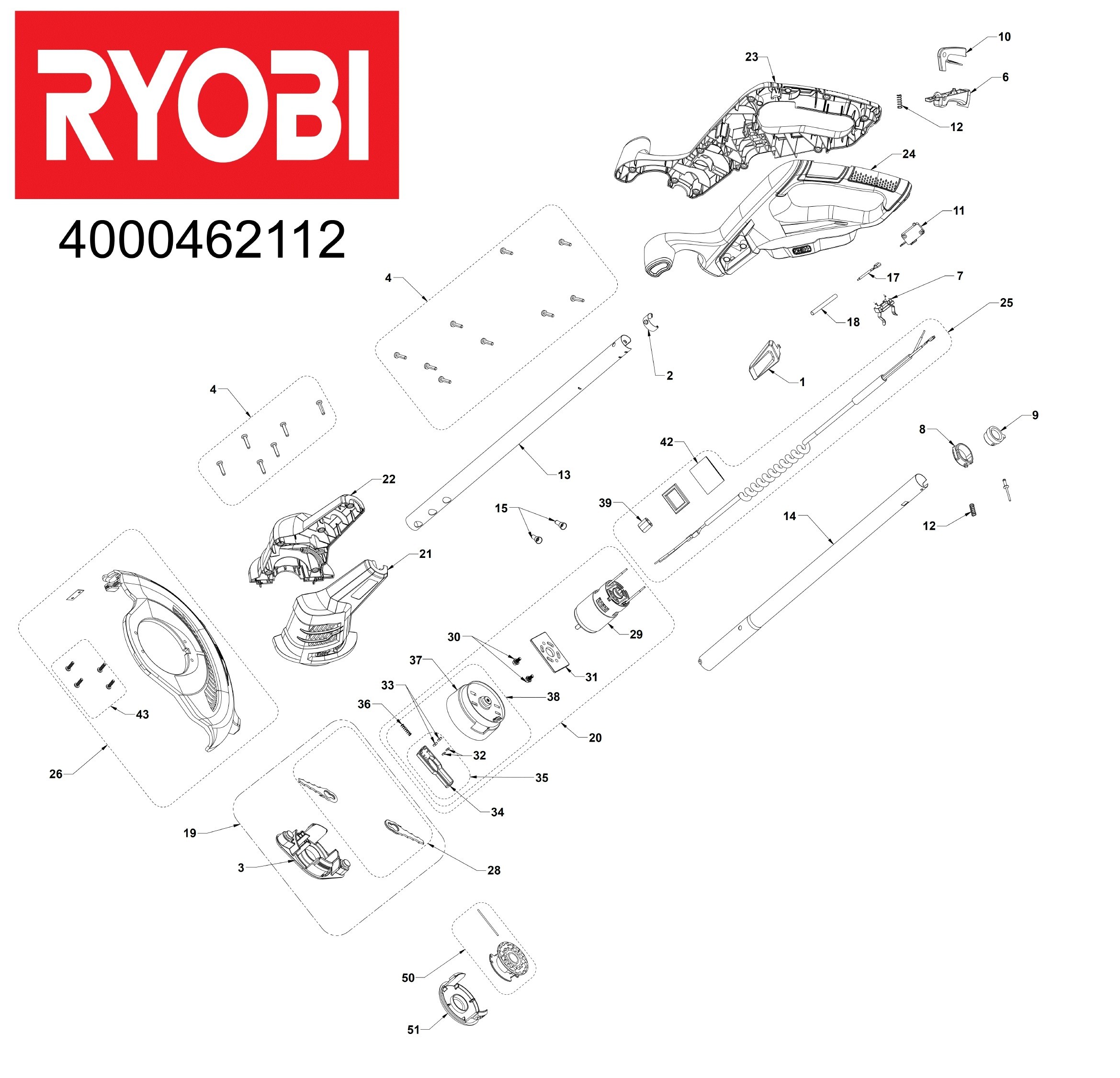 Pièces détachées Coupe herbe Ryobi OLT1825 - 462112