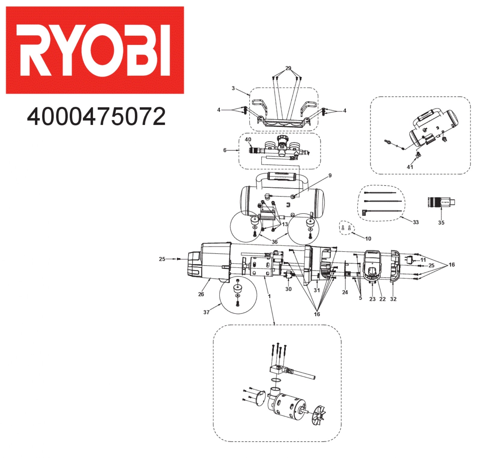 Pièces détachées Compresseur Ryobi R18AC - 475072