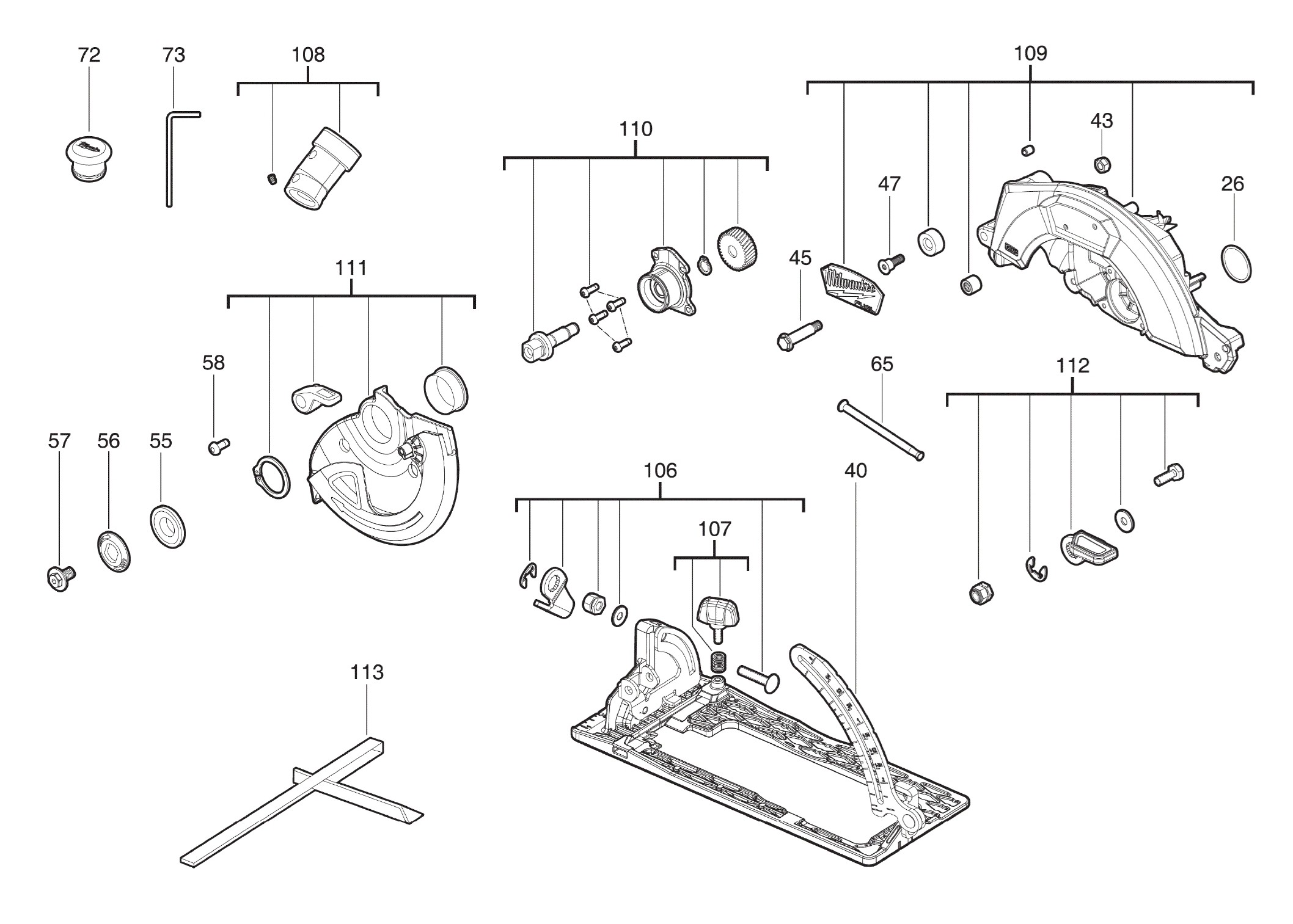 Pièces détachées Scie circulaire Milwaukee M18 FCSRH662 - 509415