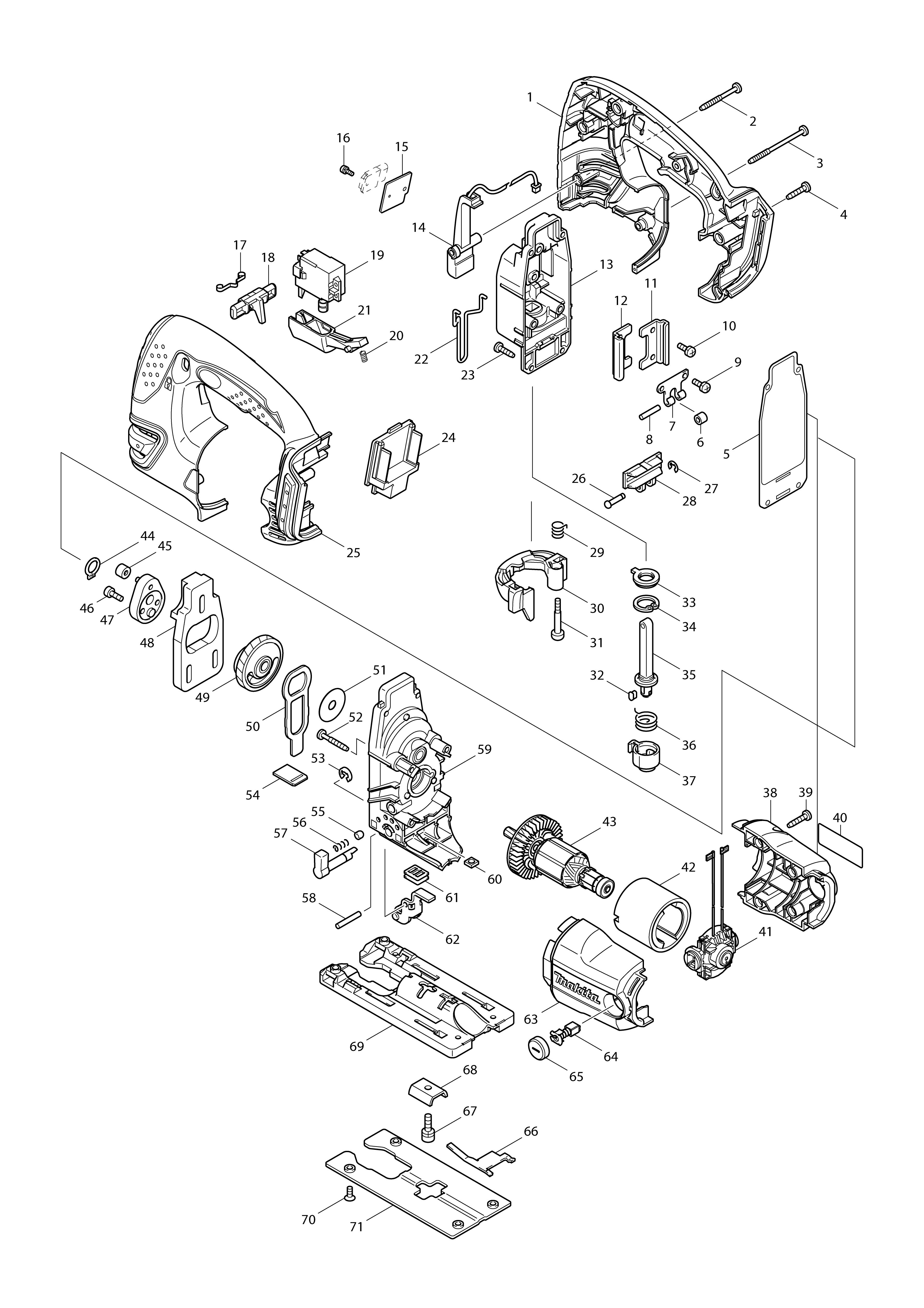 Pièces détachées Scie sauteuse Makita BJV180
