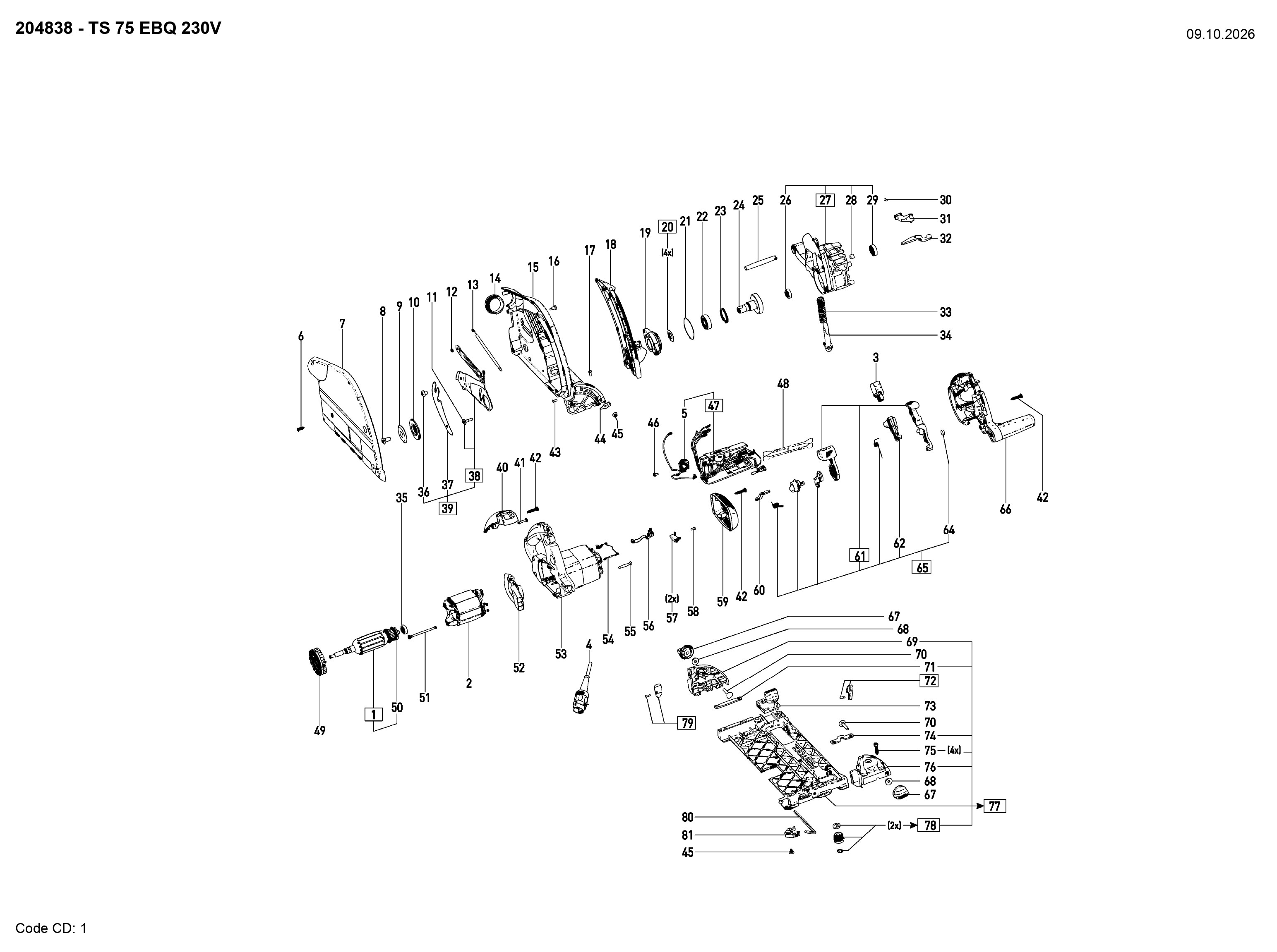 Pièces détachées Scie circulaire Festool TS 75 EBQ - 204838