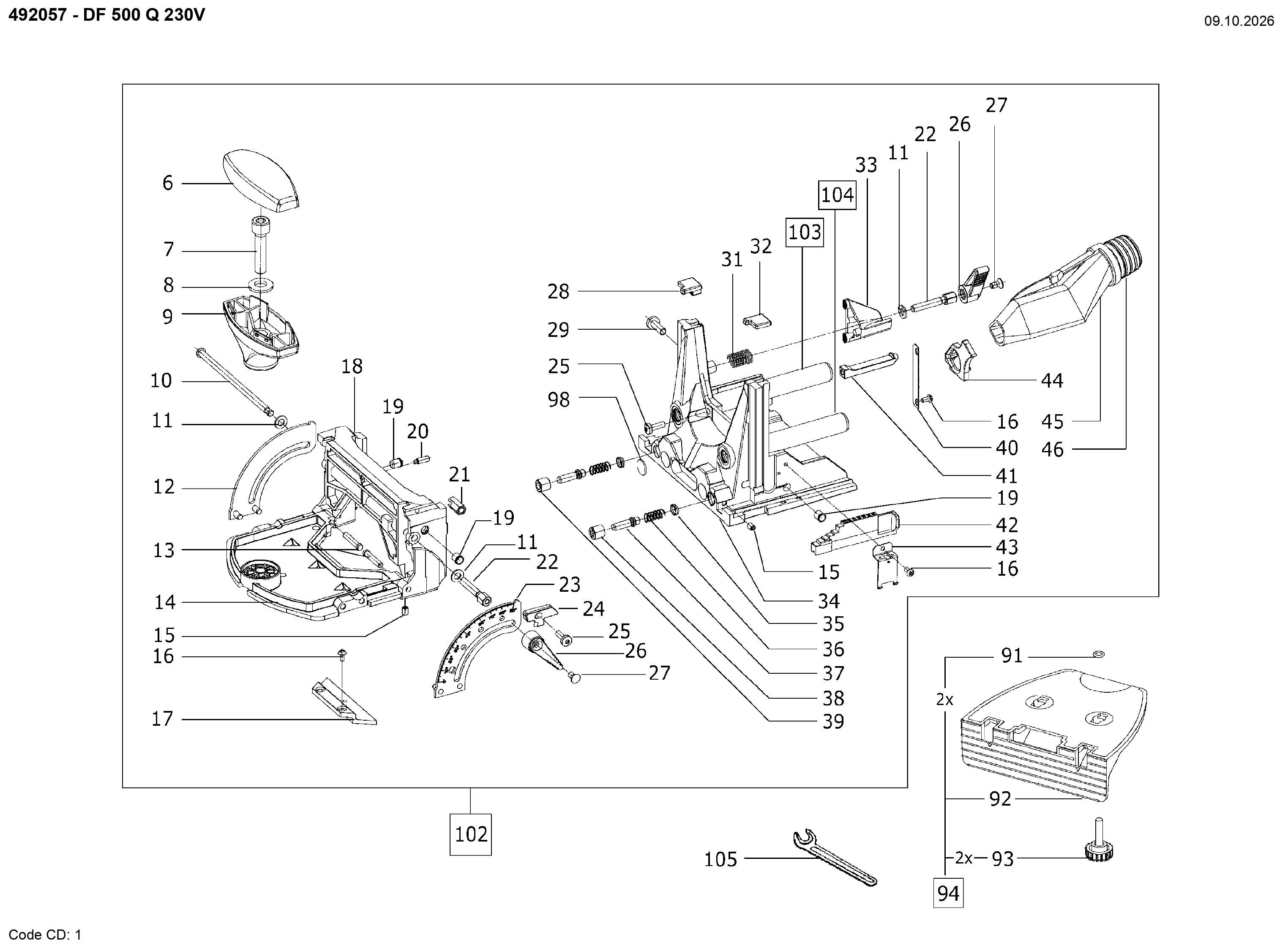 Pièces détachées Fraiseuse Festool DF 500 Q - 492057