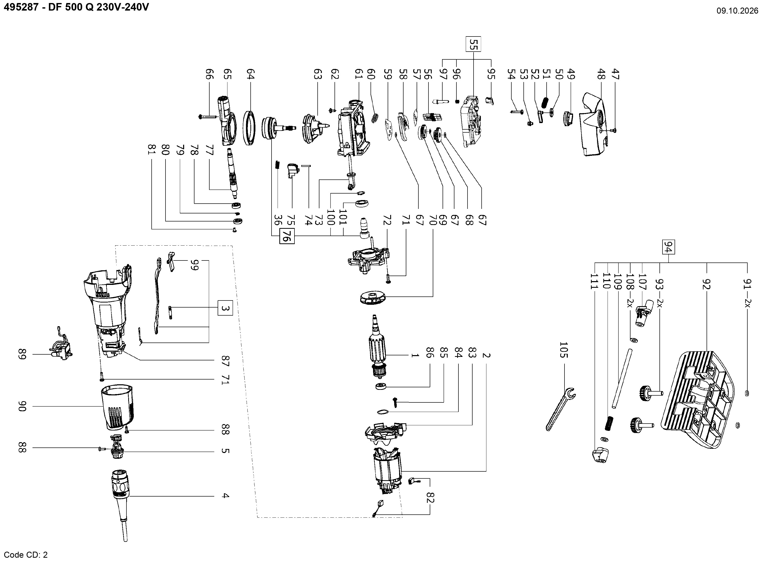 Pièces détachées Fraiseuse Festool DF 500 Q - 495287