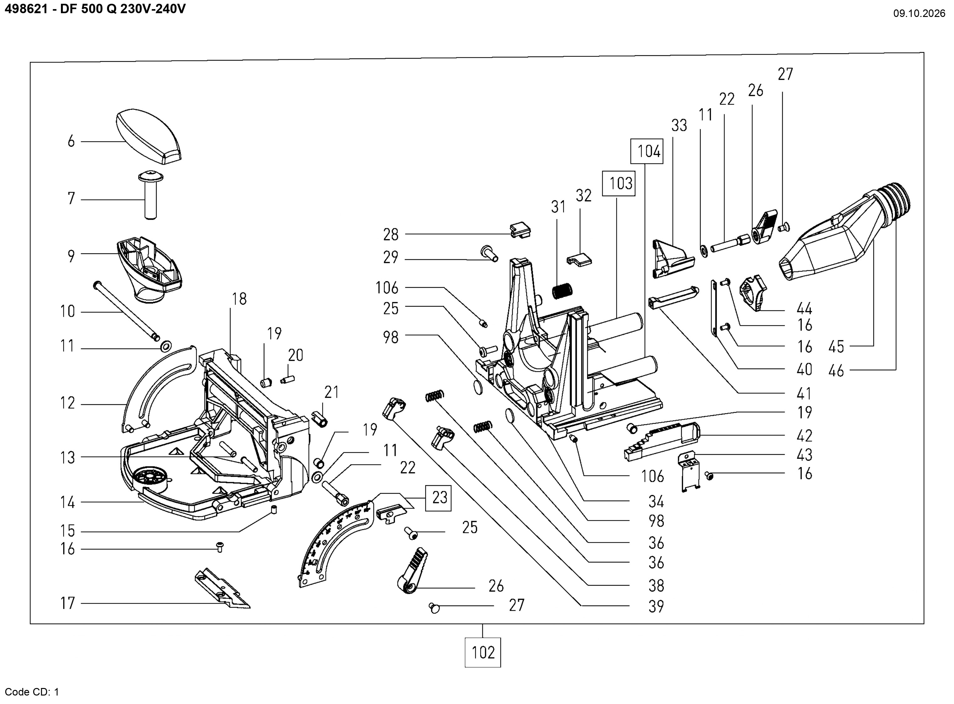 Pièces détachées Fraiseuse Festool DF 500 Q - 498621