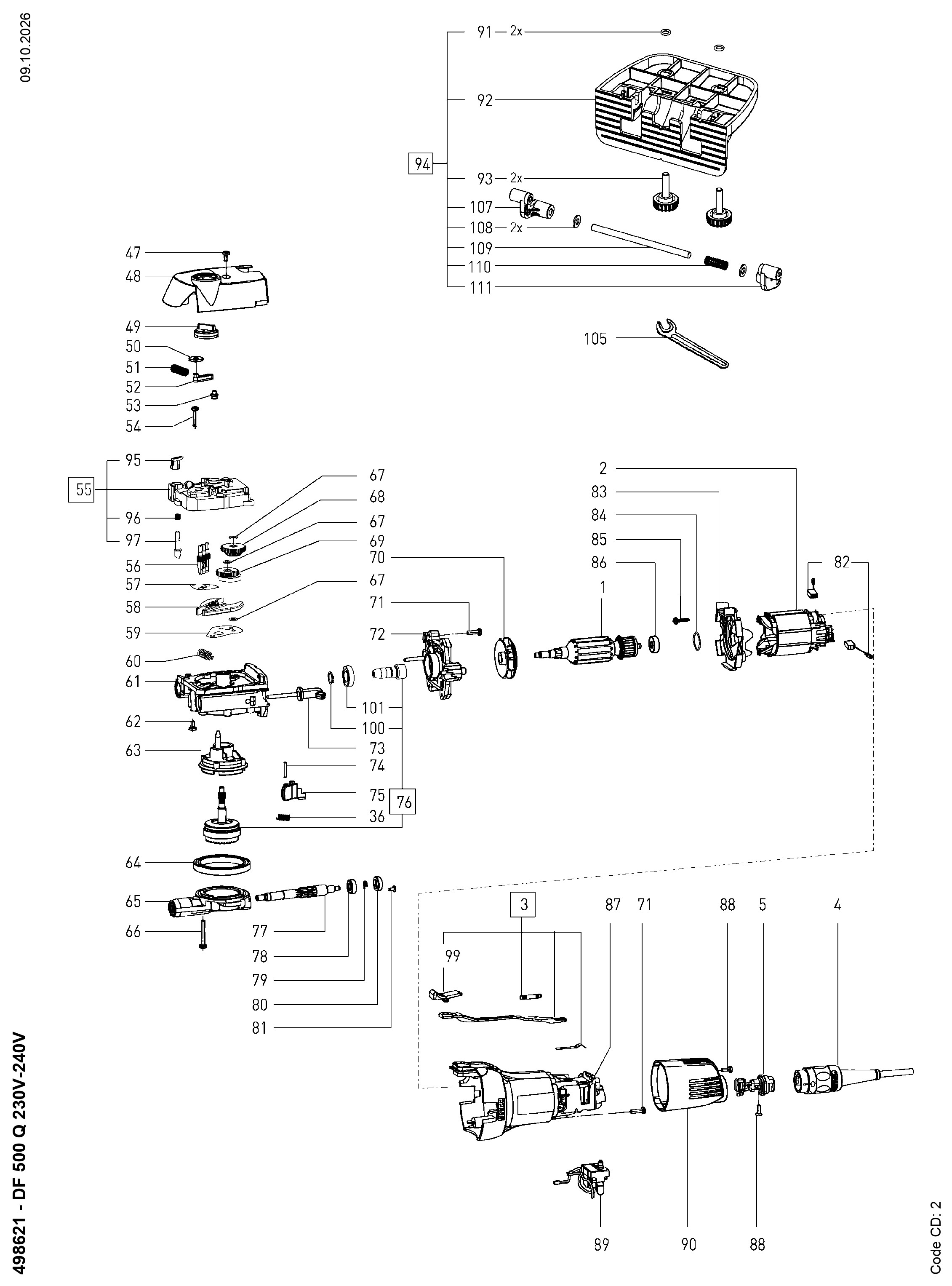 Pièces détachées Fraiseuse Festool DF 500 Q - 498621