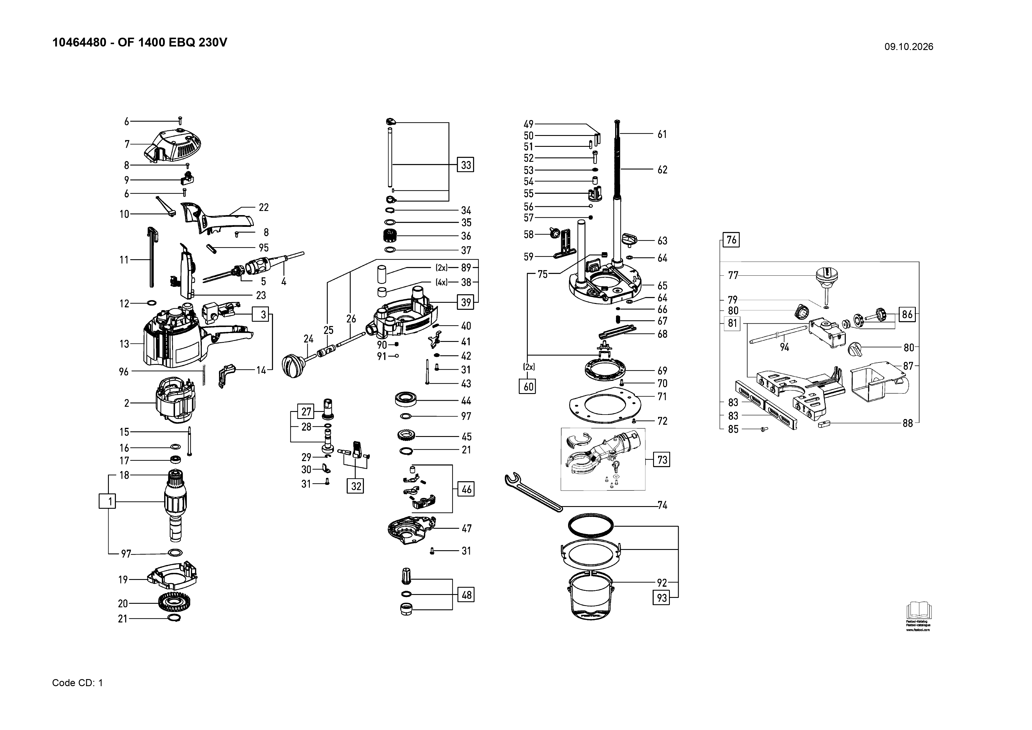 Pièces détachées Défonceuse Festool OF 1400 EBQ - 10464480