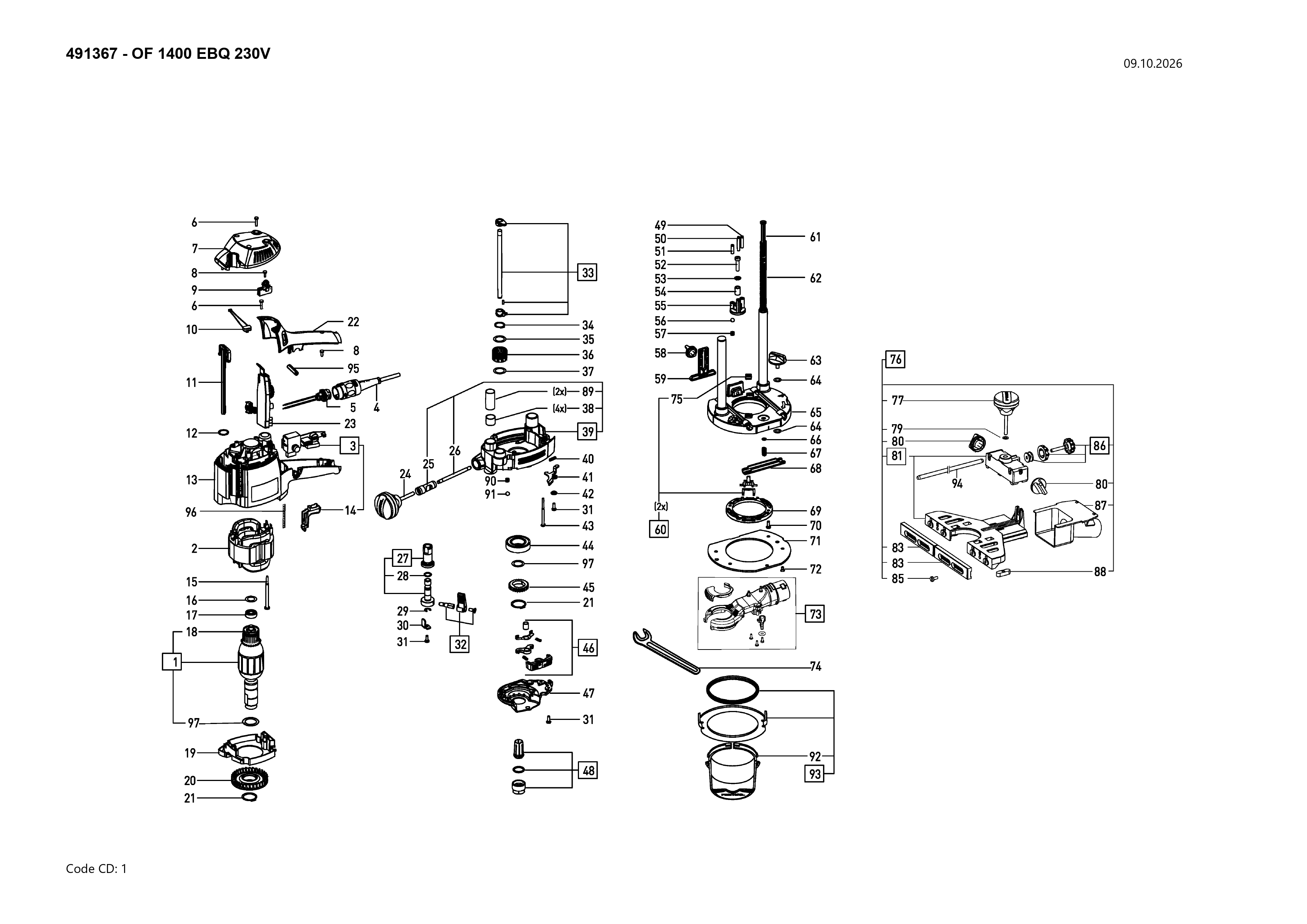 Pièces détachées Défonceuse Festool OF 1400 EBQ - 491367