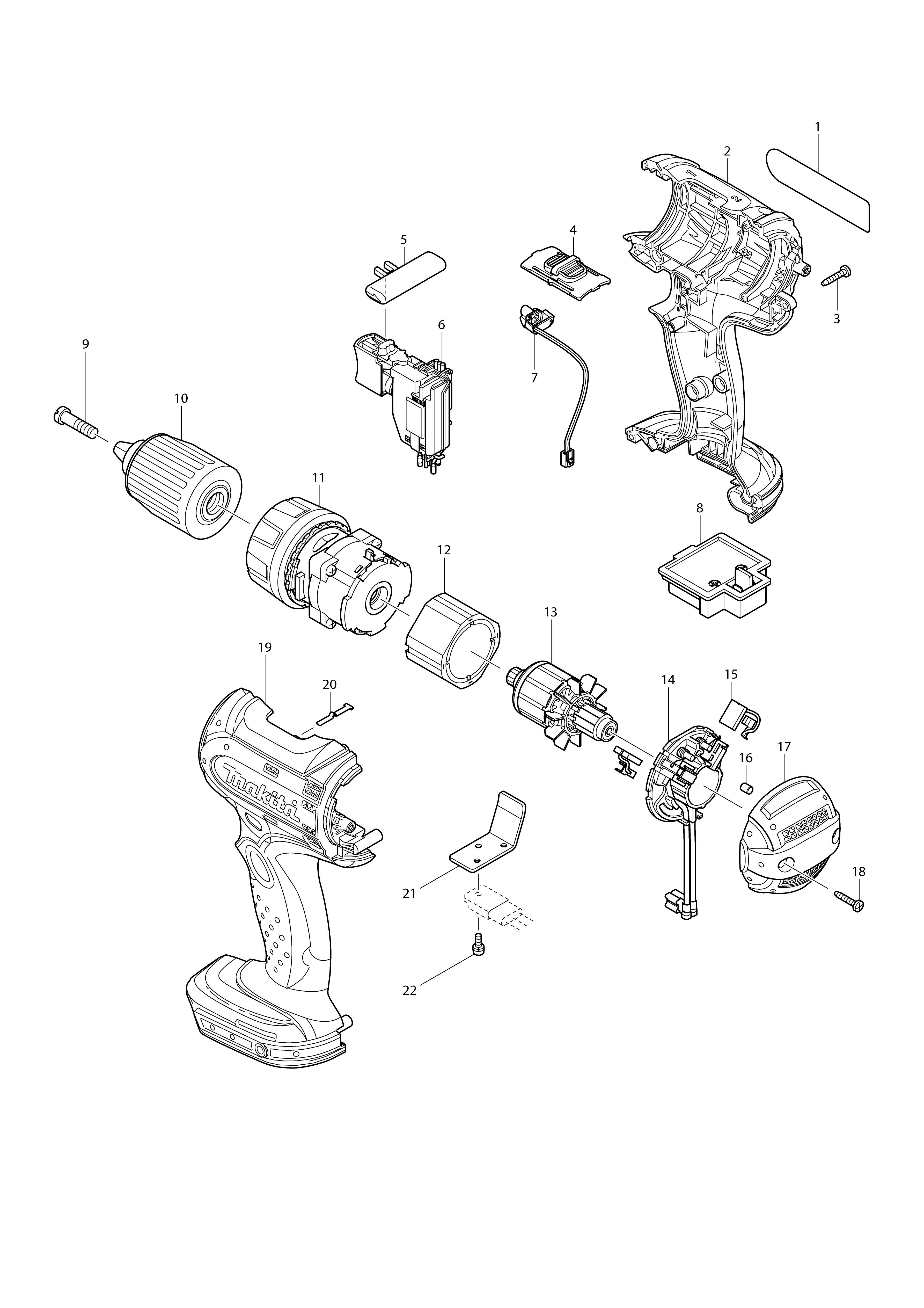 Pièces détachées Perceuse visseuse Makita BDF442