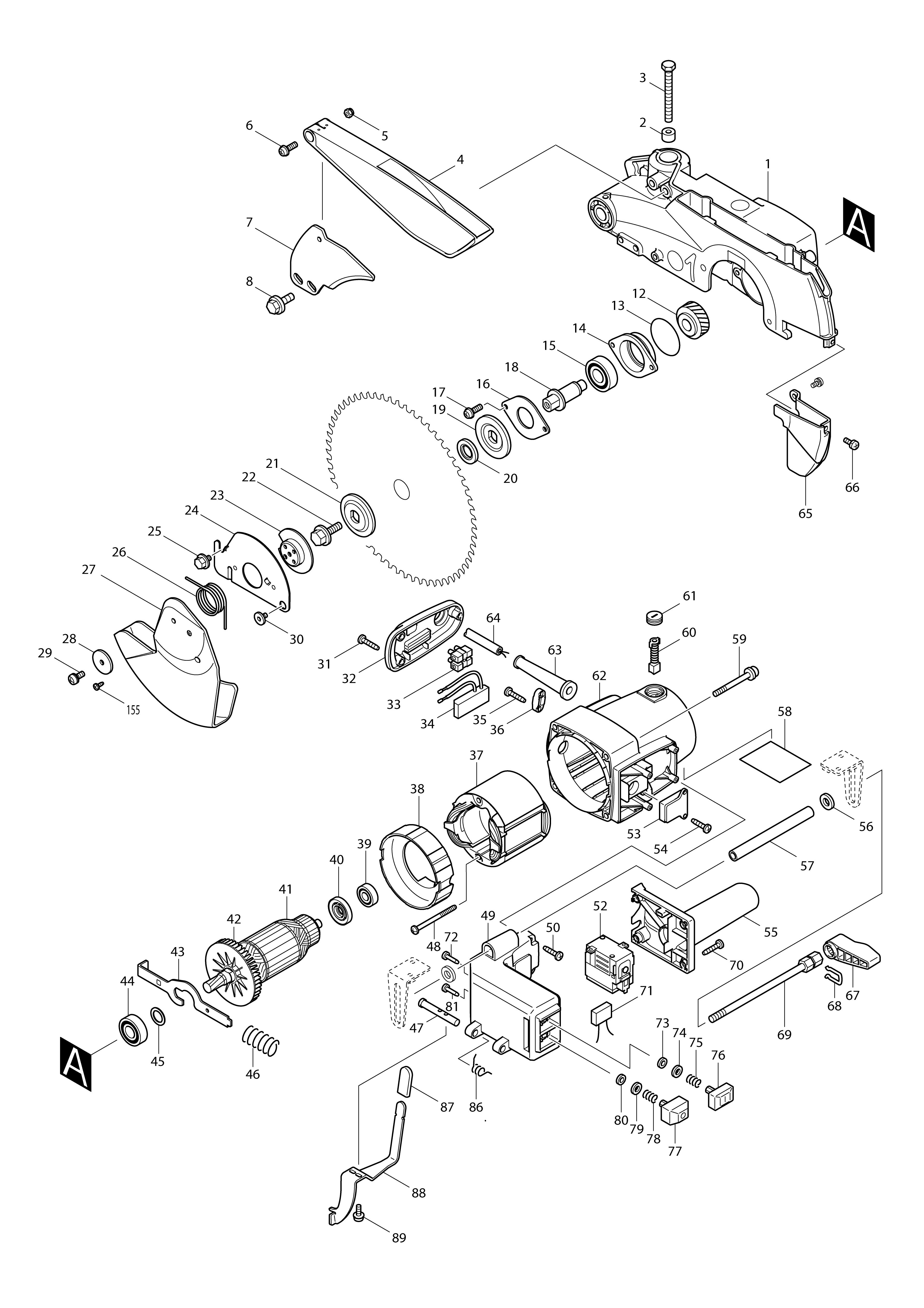 Pièces détachées Scie à onglet & délignage Makita LH1040