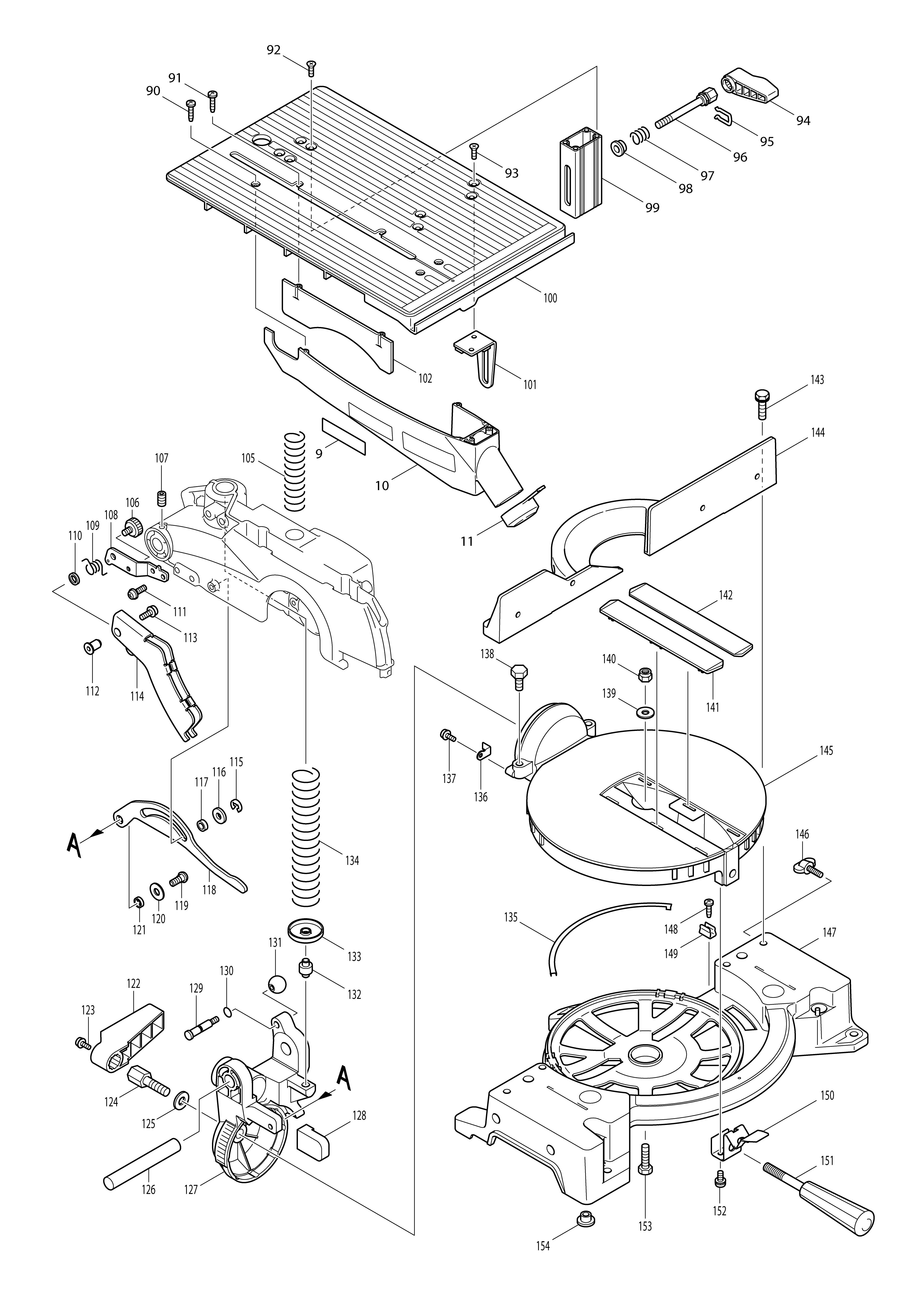 Pièces détachées Scie à onglet & délignage Makita LH1040