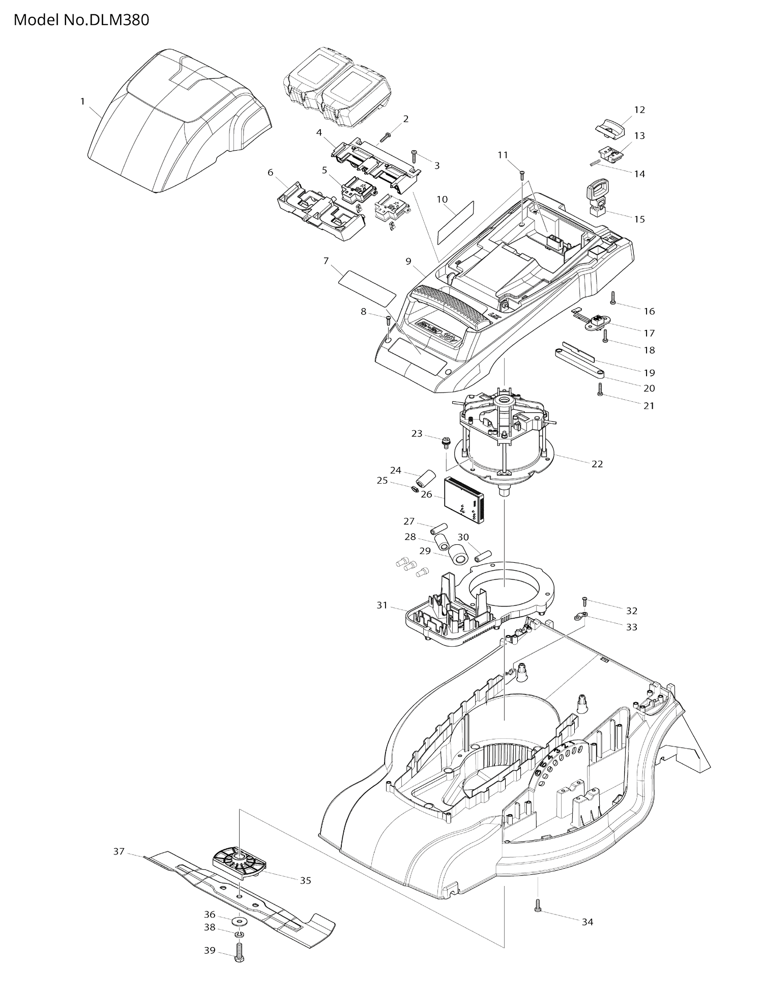 Pièces détachées tondeuse Makita DLM380