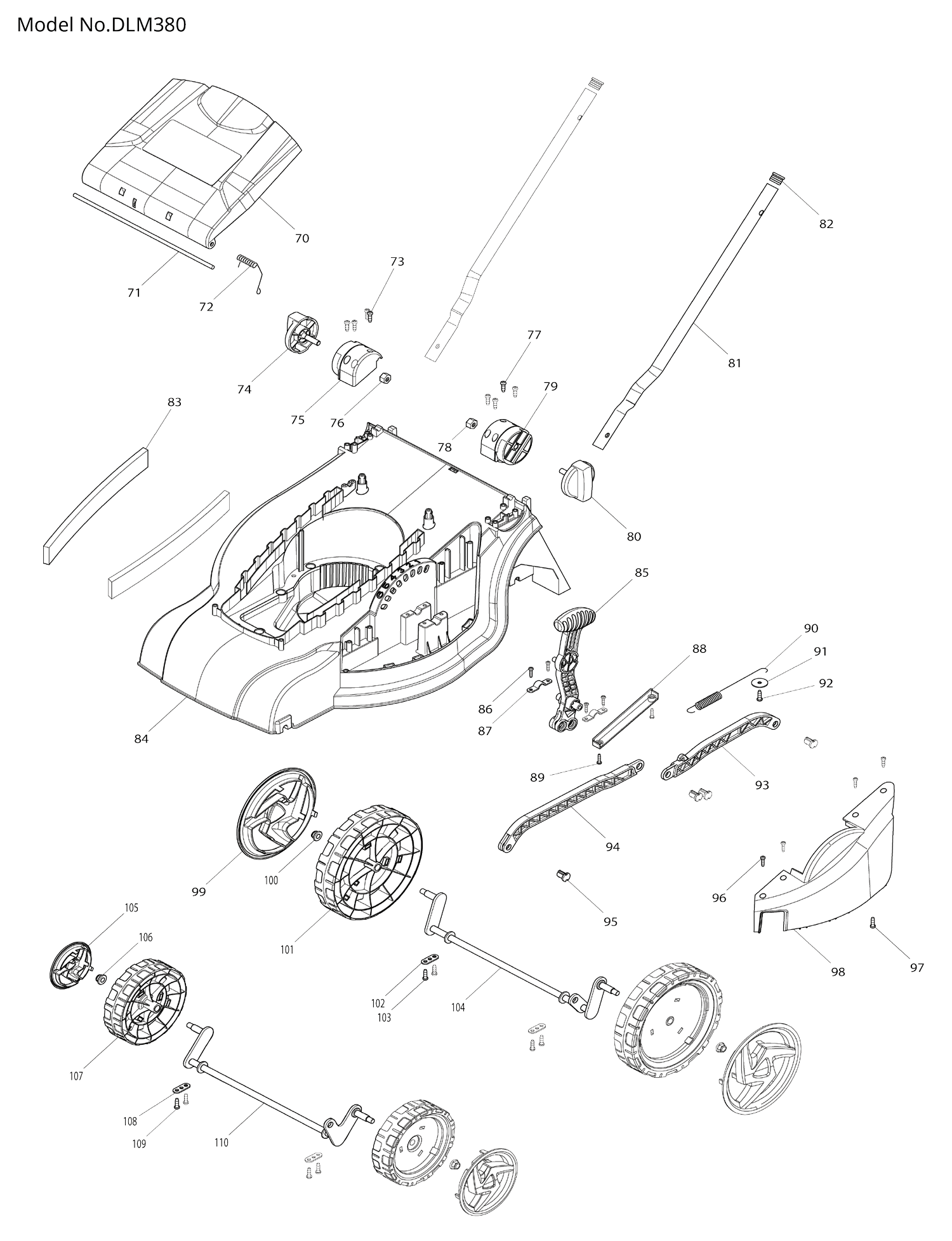 Pièces détachées tondeuse Makita DLM380