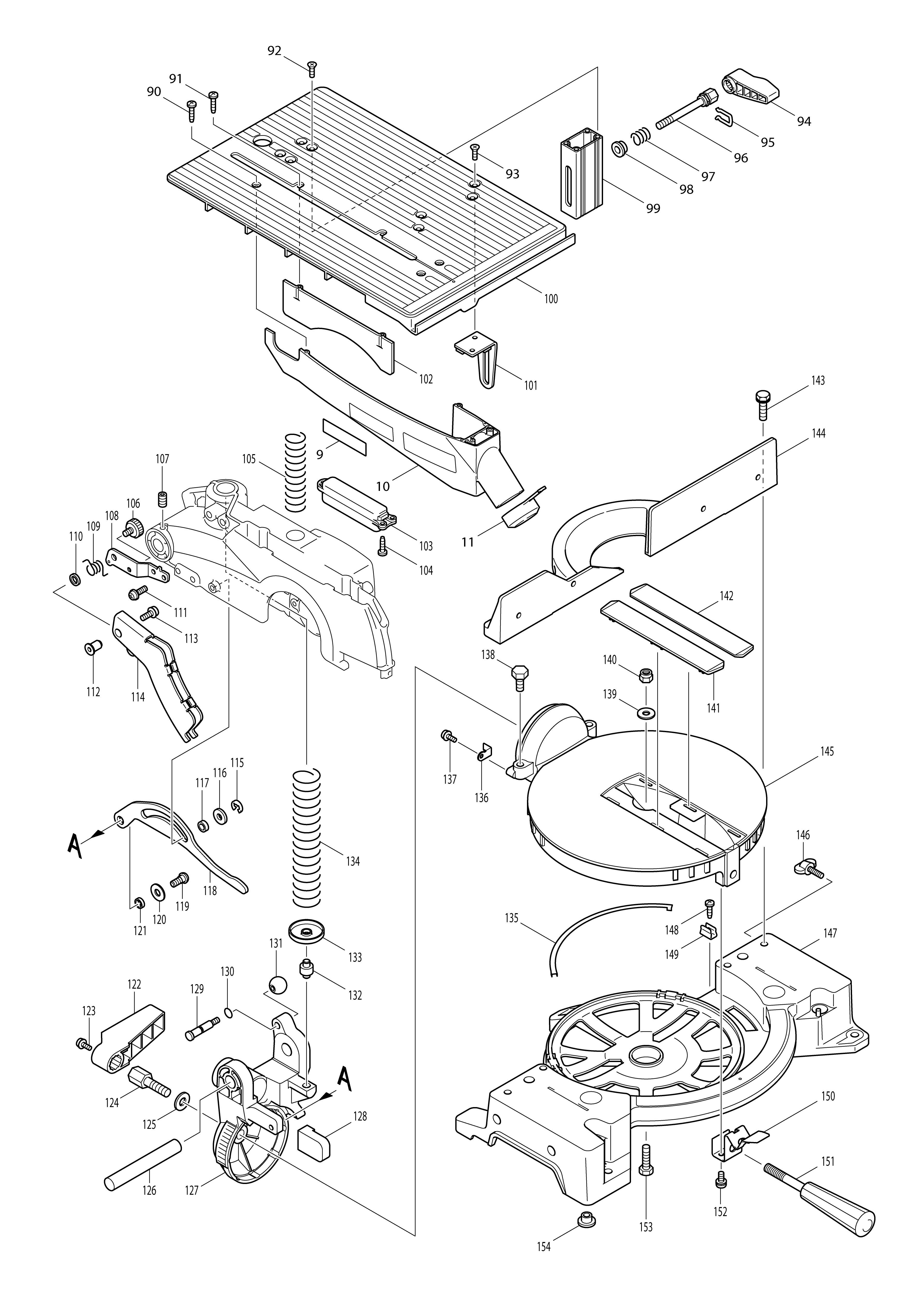 Pièces détachées Scie à onglet & délignage Makita LH1040F