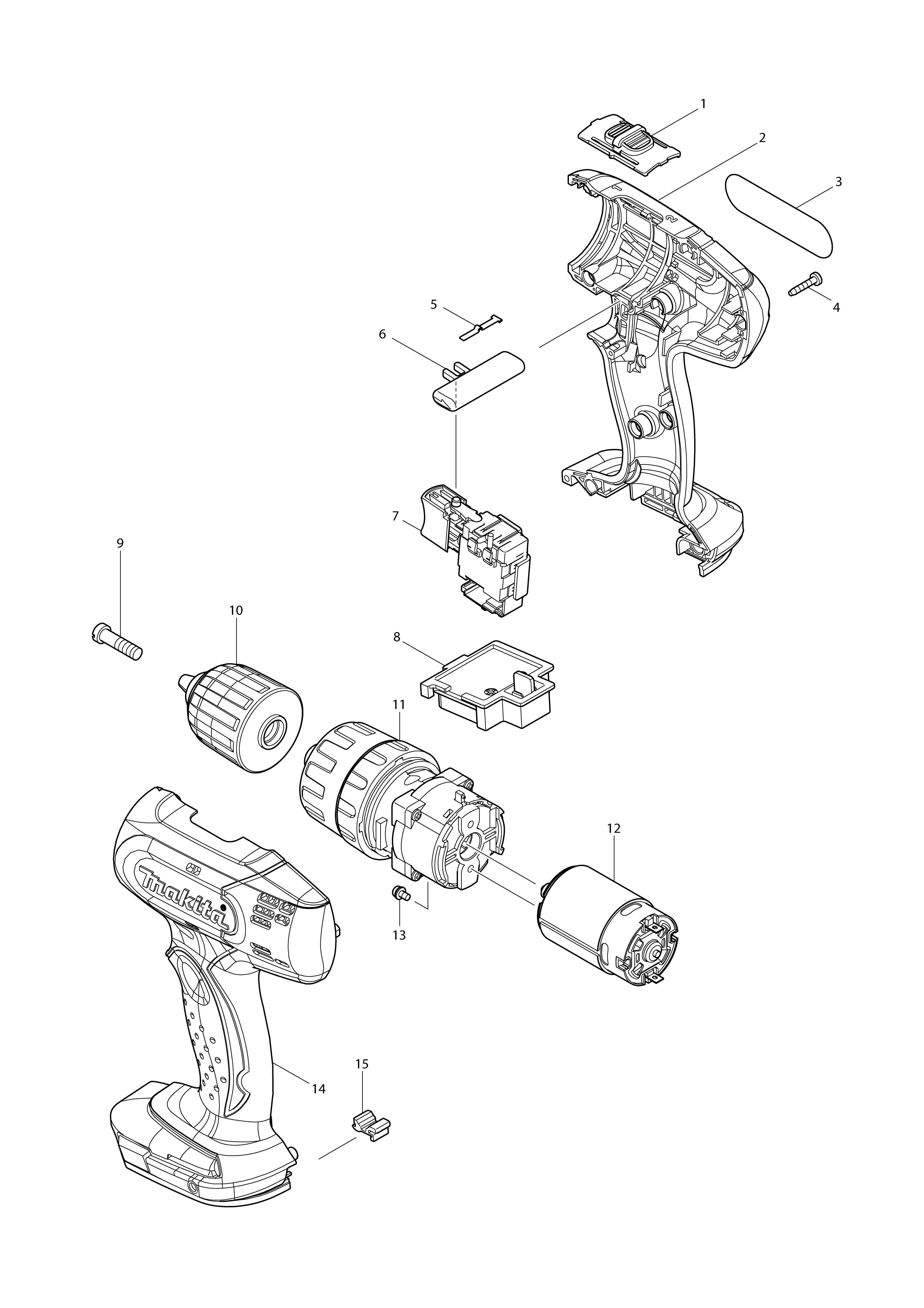 Pièces détachées Perceuse visseuse à percussion Makita BHP343