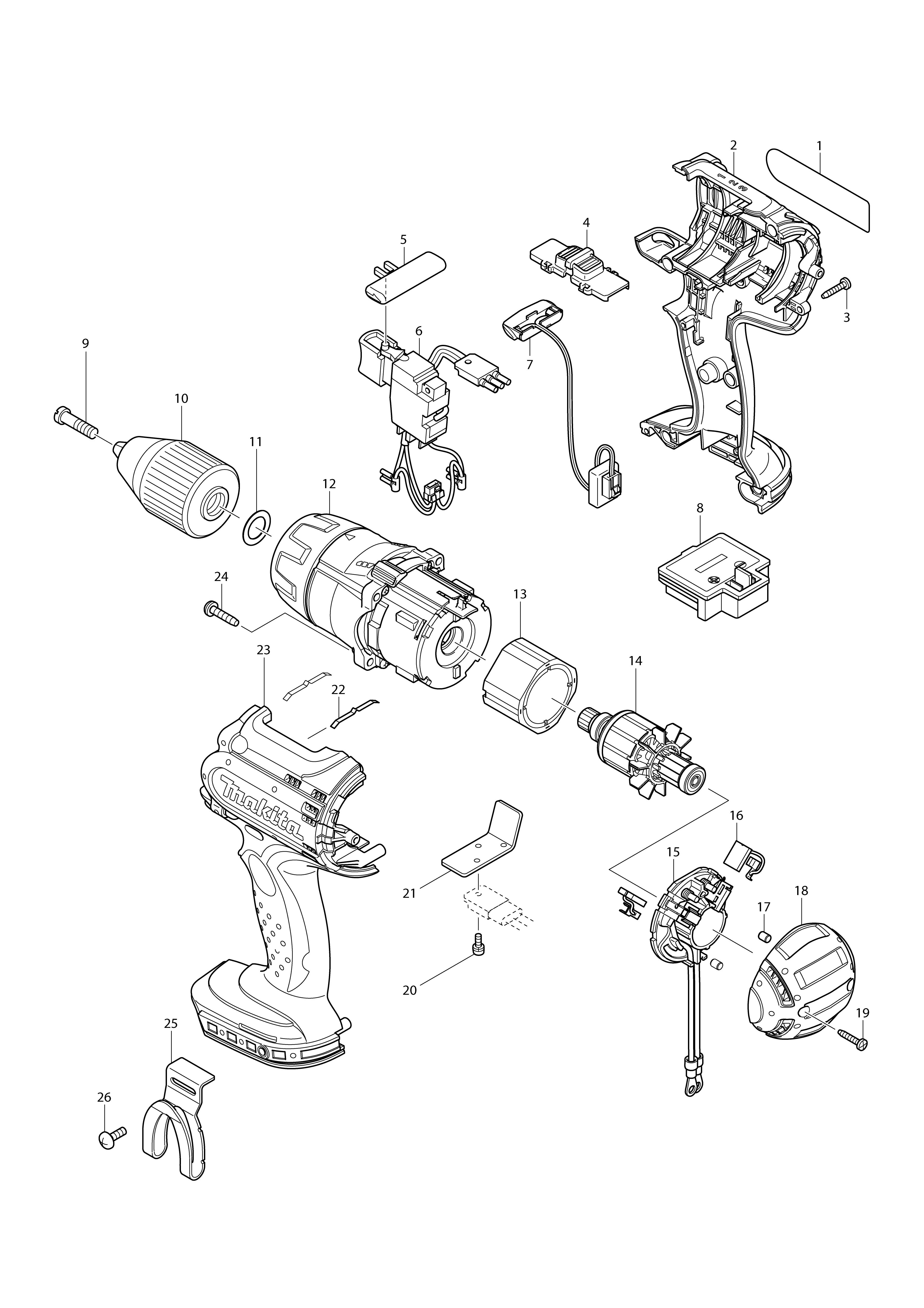 Pièces détachées Perceuse visseuse  Makita BDF441