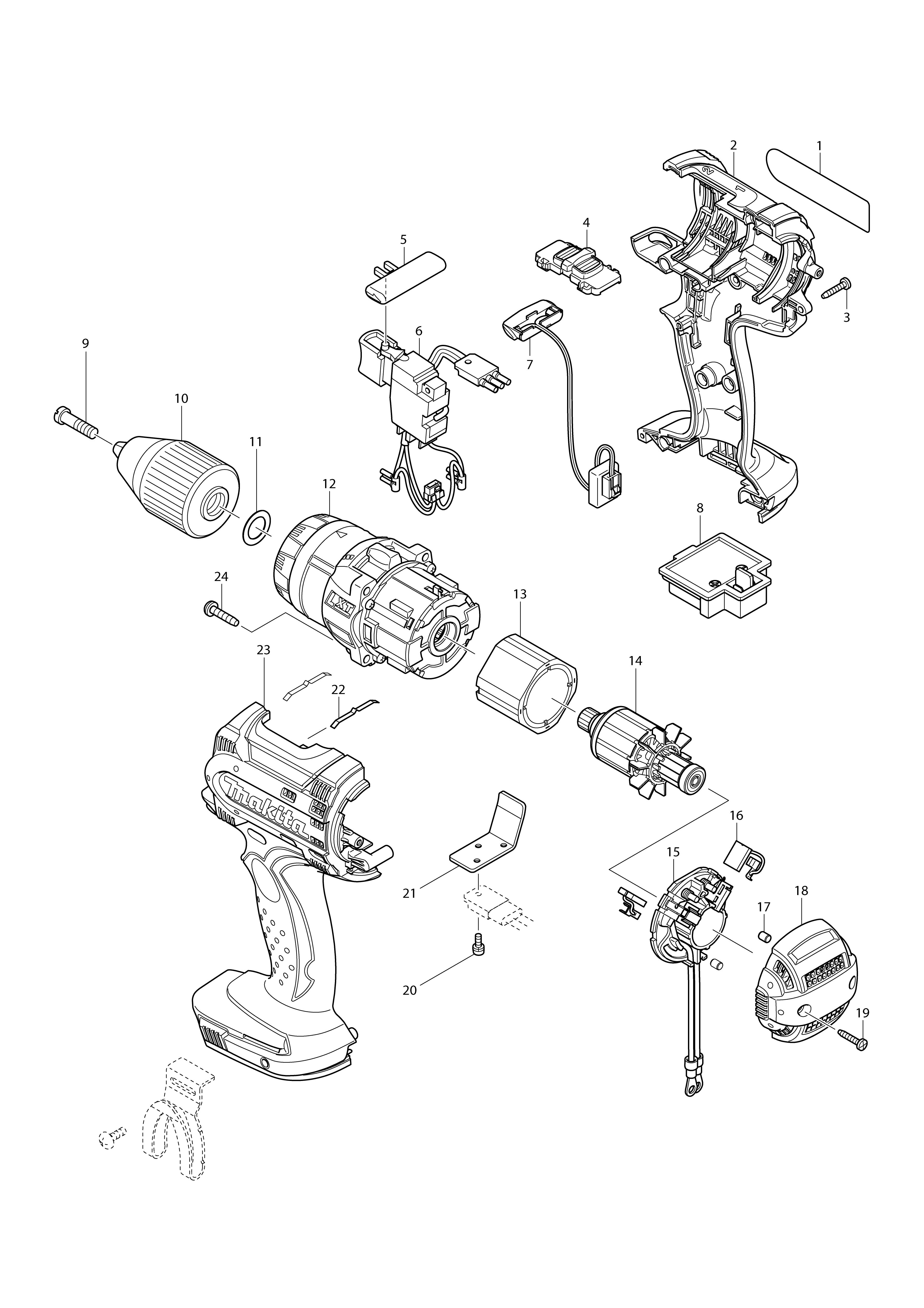 Pièces détachées Perceuse visseuse  Makita BDF444