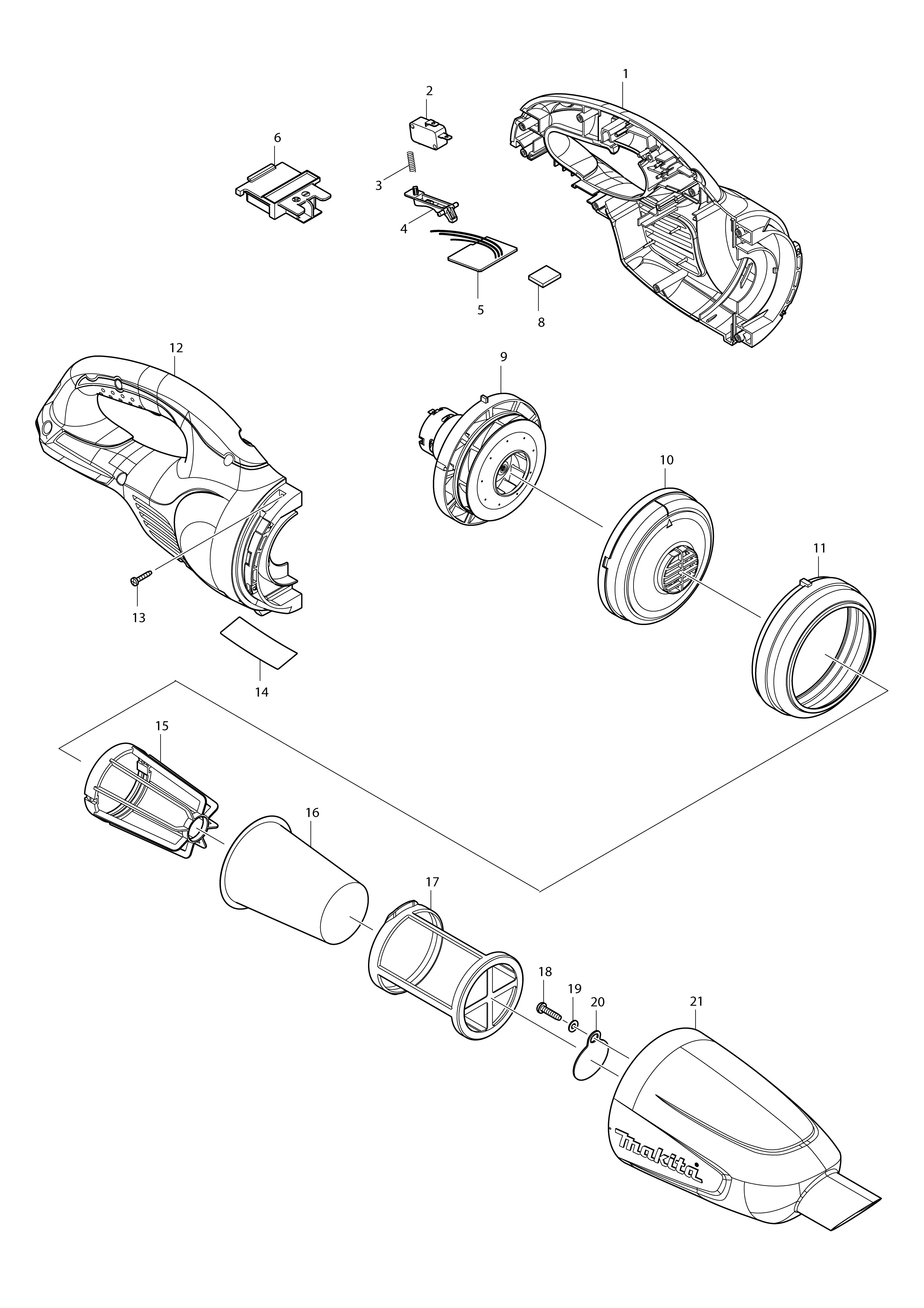 Pièces détachées Aspirateur Makita BCL180