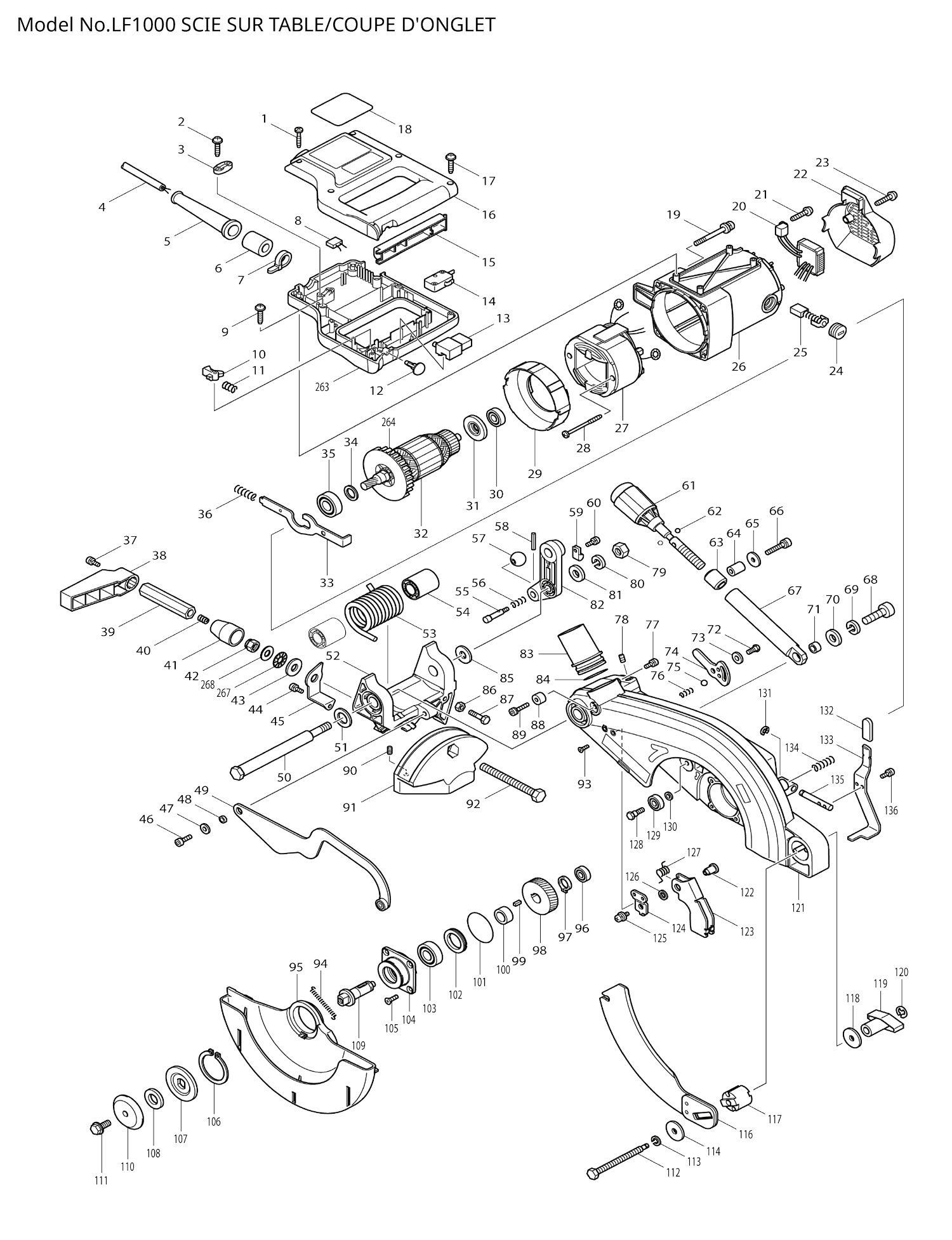 Pièces détachées scie sur table et à coupe d'onglet Makita LF1000