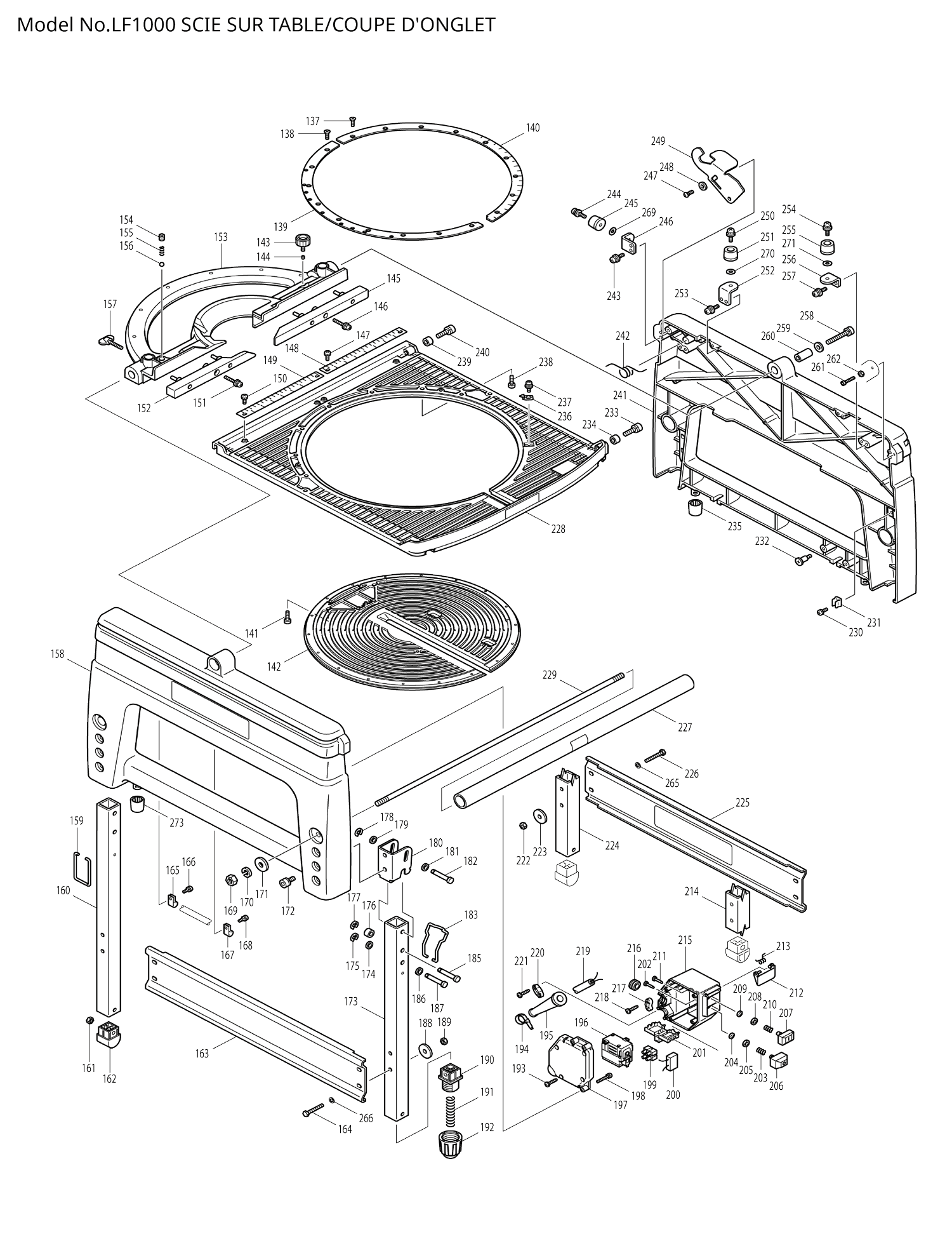 Pièces détachées scie sur table et à coupe d'onglet Makita LF1000