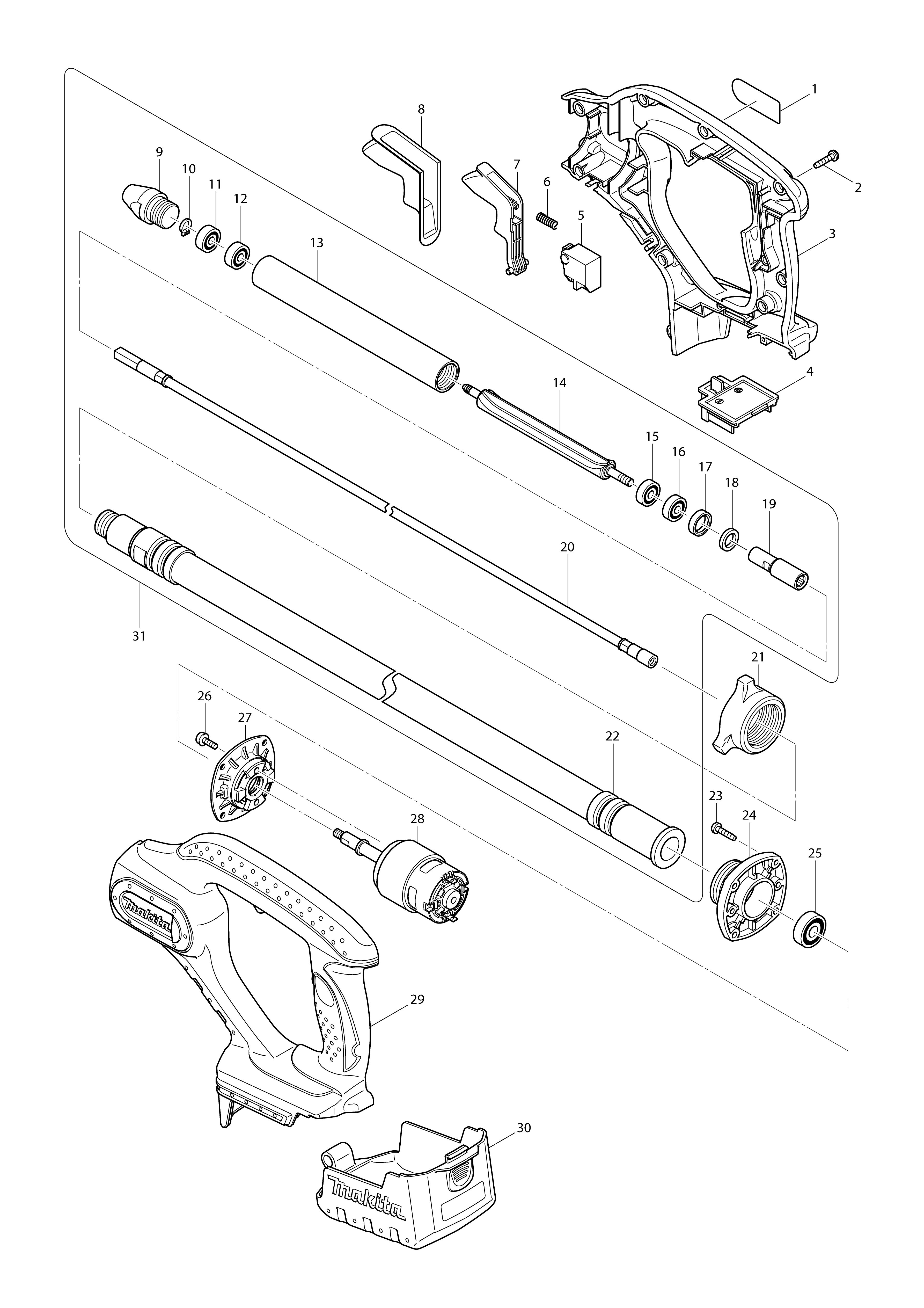 Pièces détachées Vibreur à béton Makita BVR450
