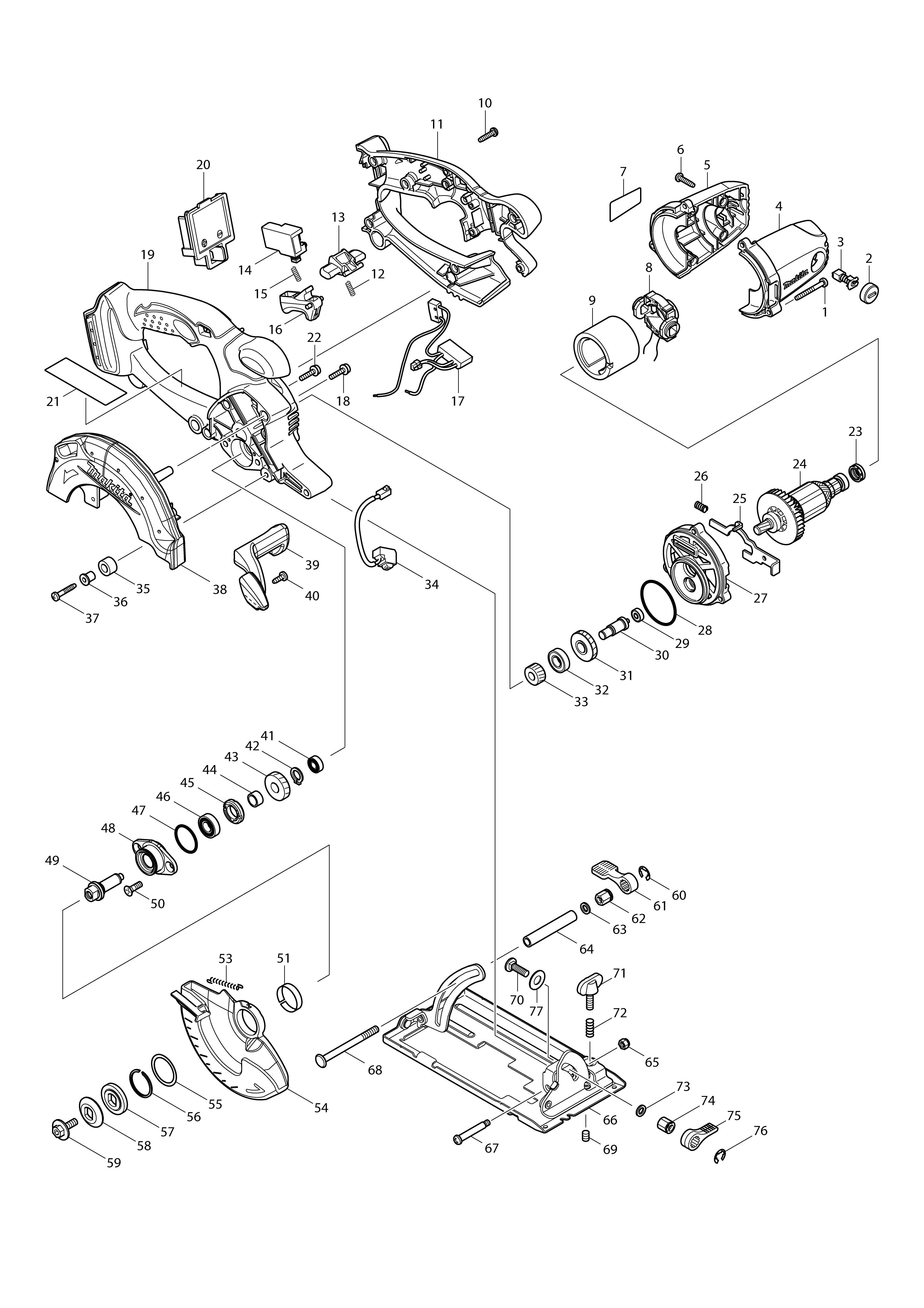 Pièces détachées Scie circulaire Makita BSS501