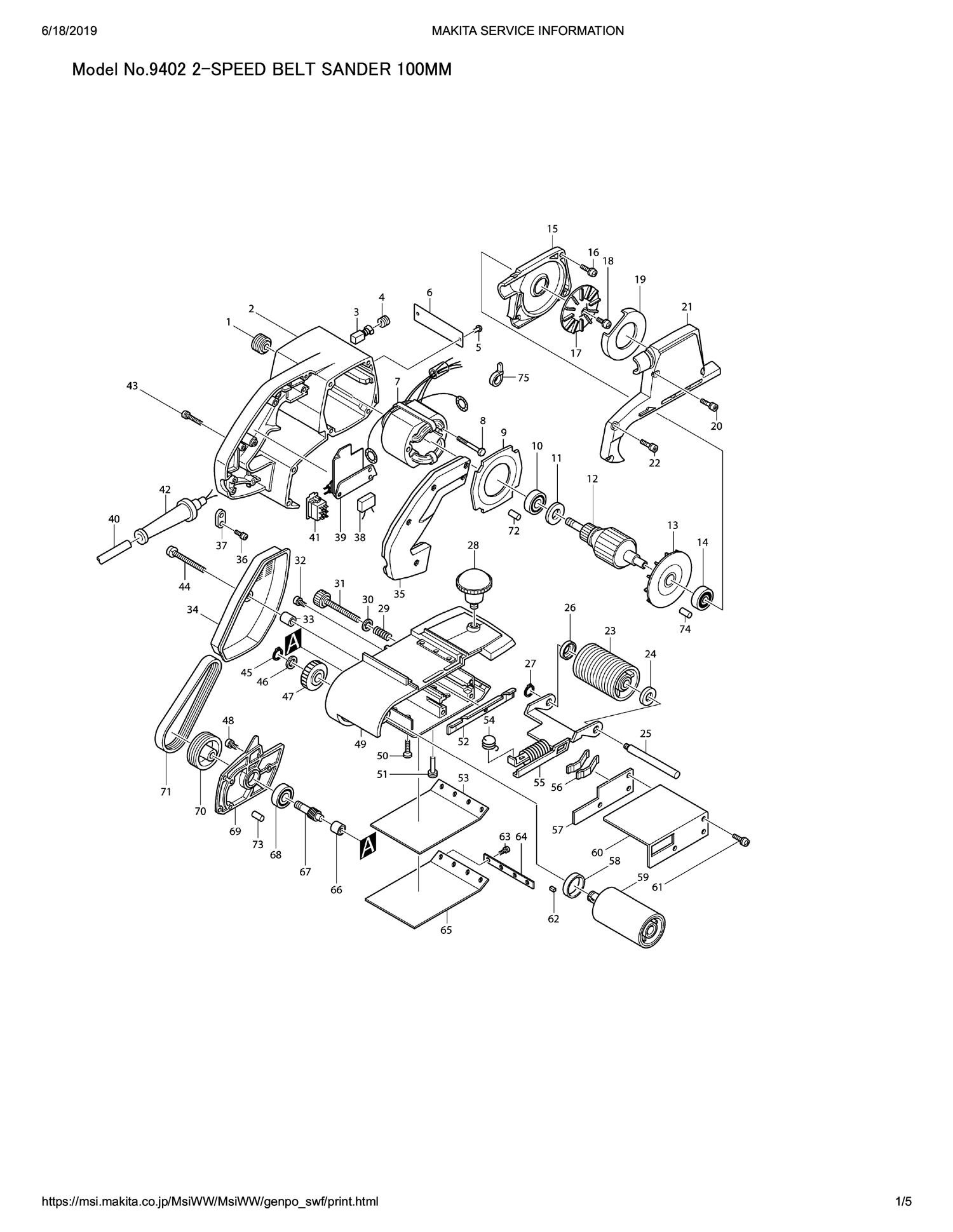 Pièces détachées ponceuse Makita 9402