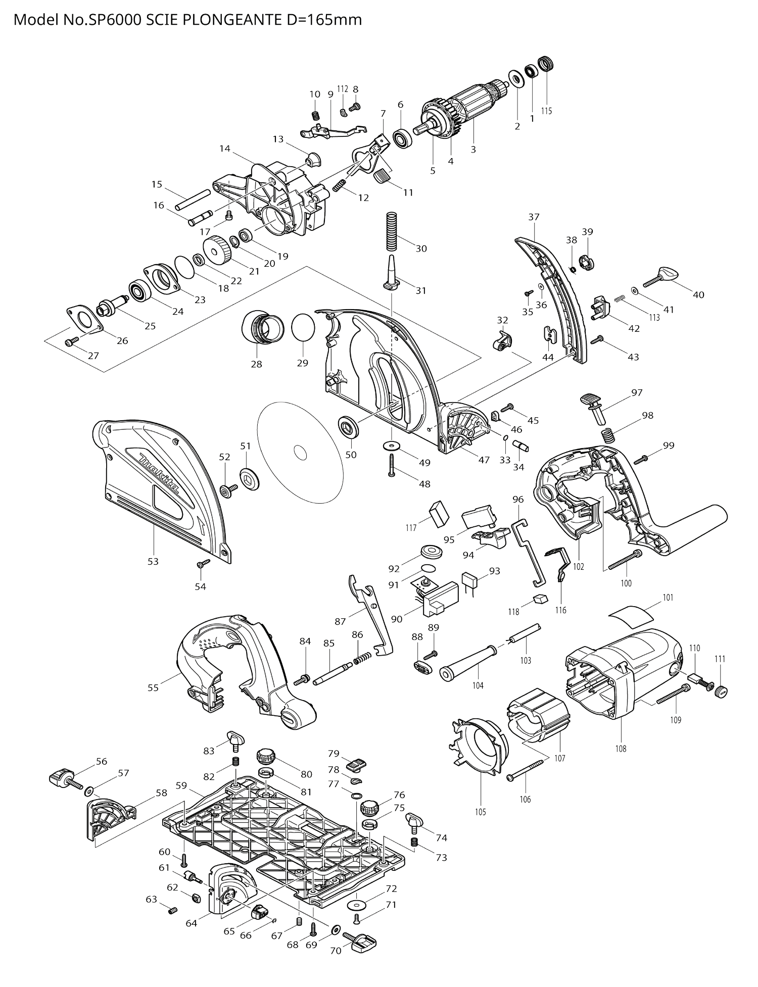 Pièces détachées scie plongeante Makita SP6000