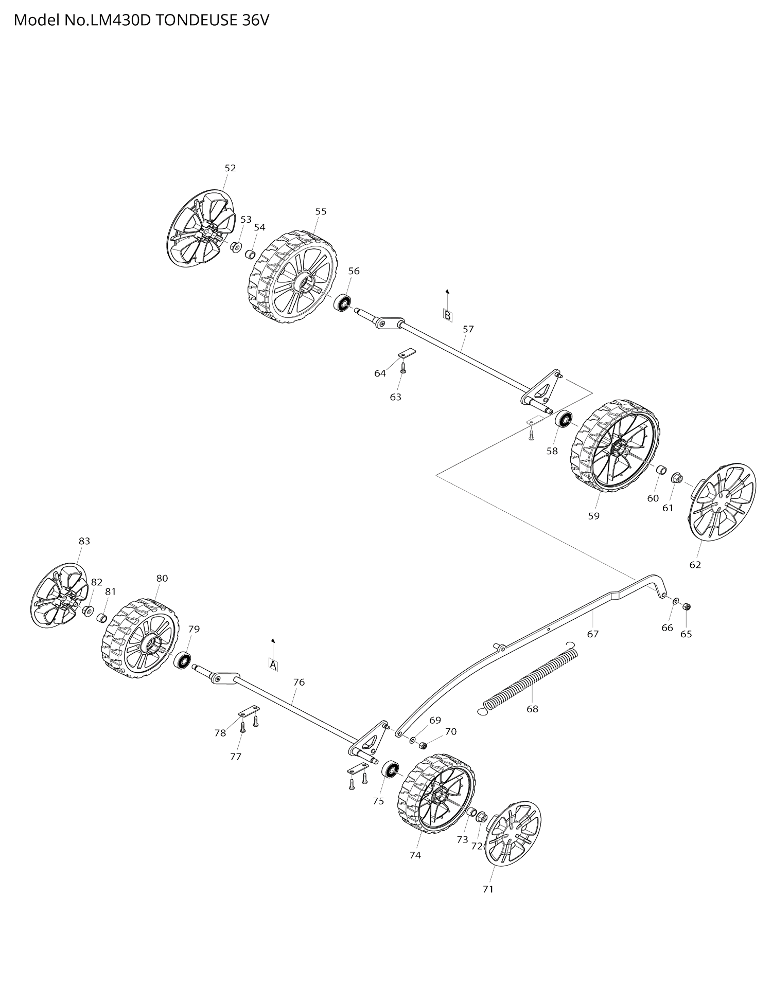 Pièces détachées tondeuse Makita LM430D