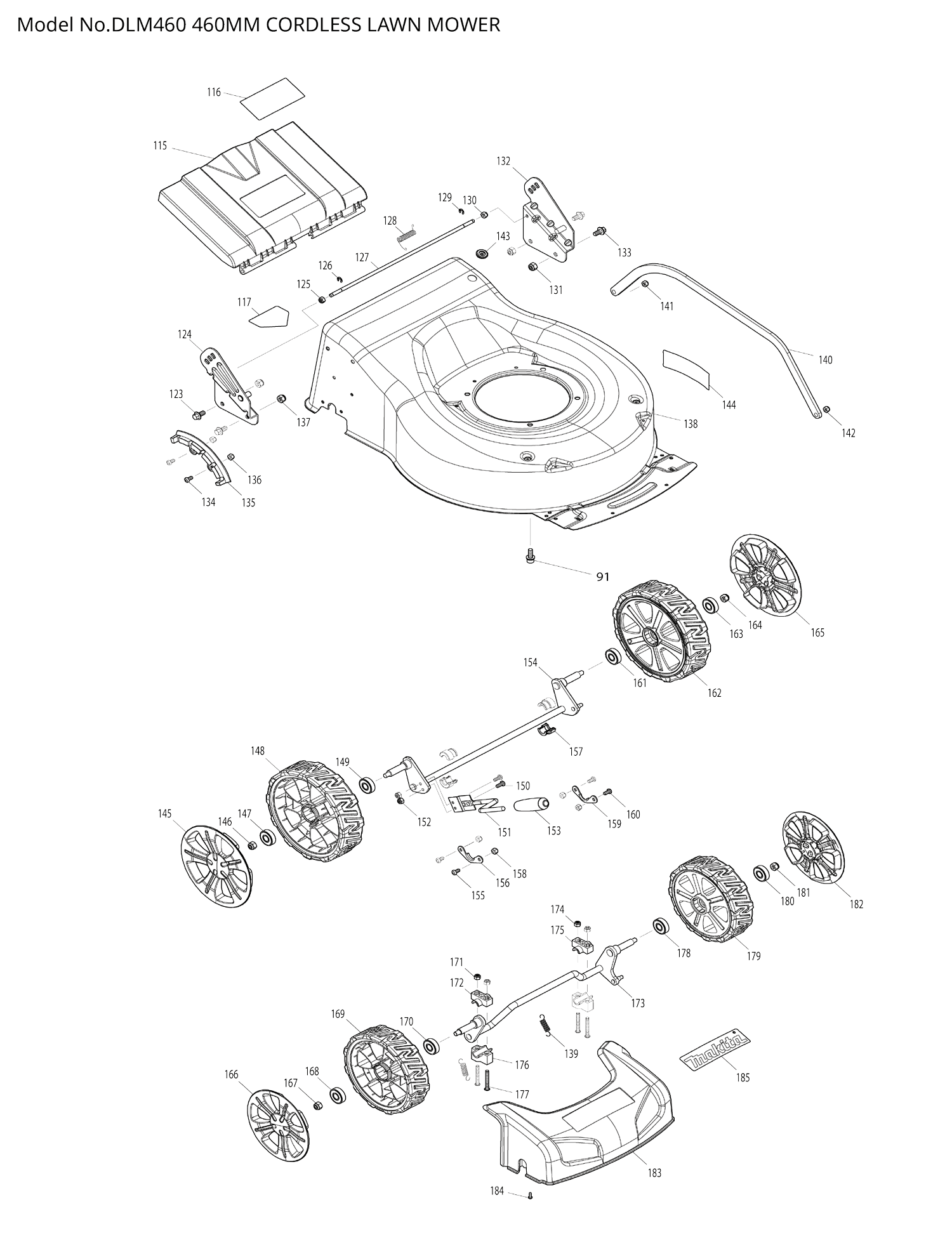 Pièces détachées tondeuse Makita DLM460