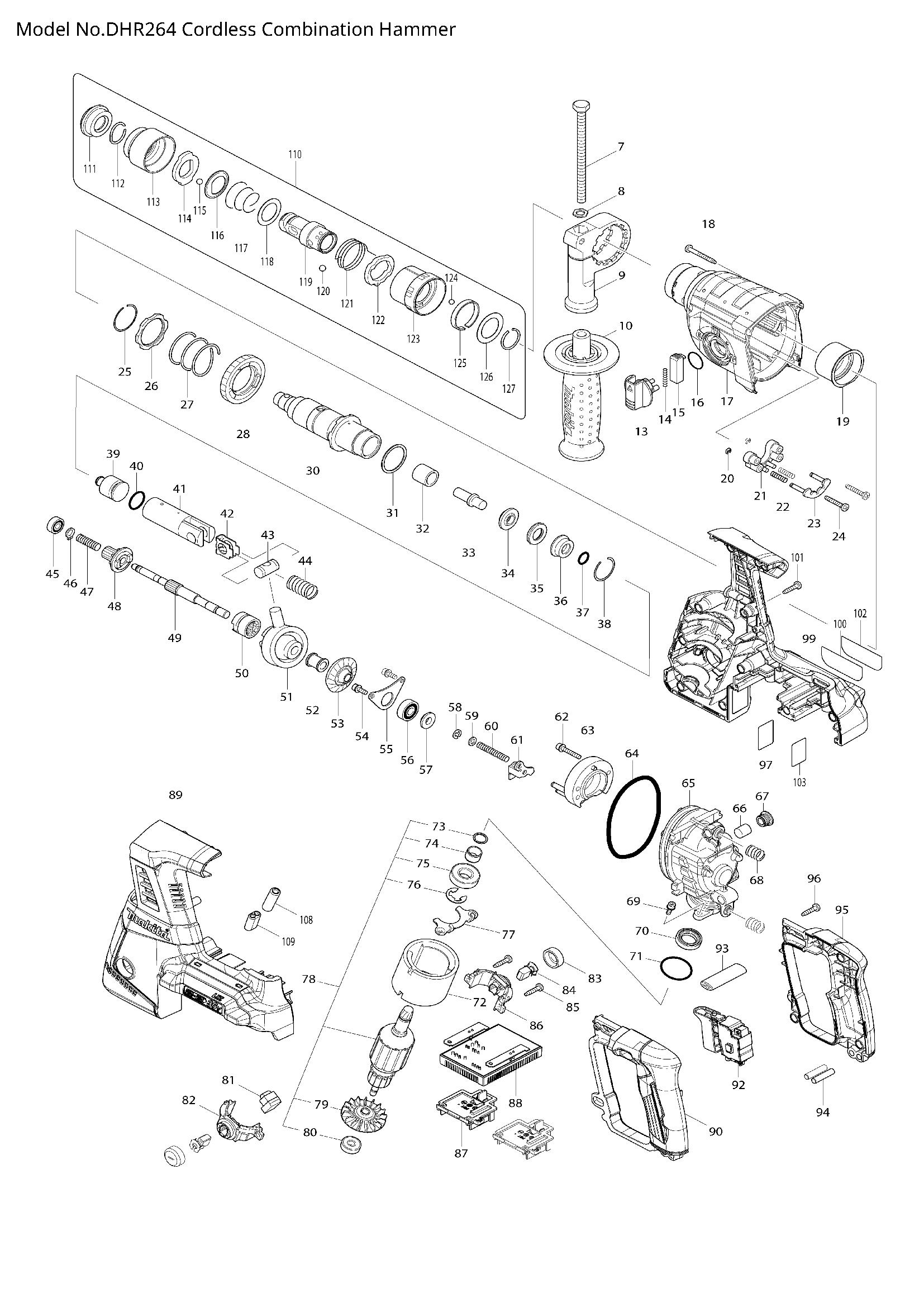 Pièces détachées perforateur Makita DHR264