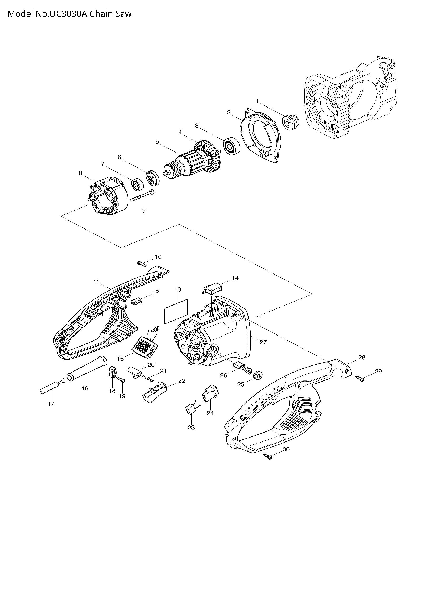 Pièces détachées tronçonneuse Makita UC3030A