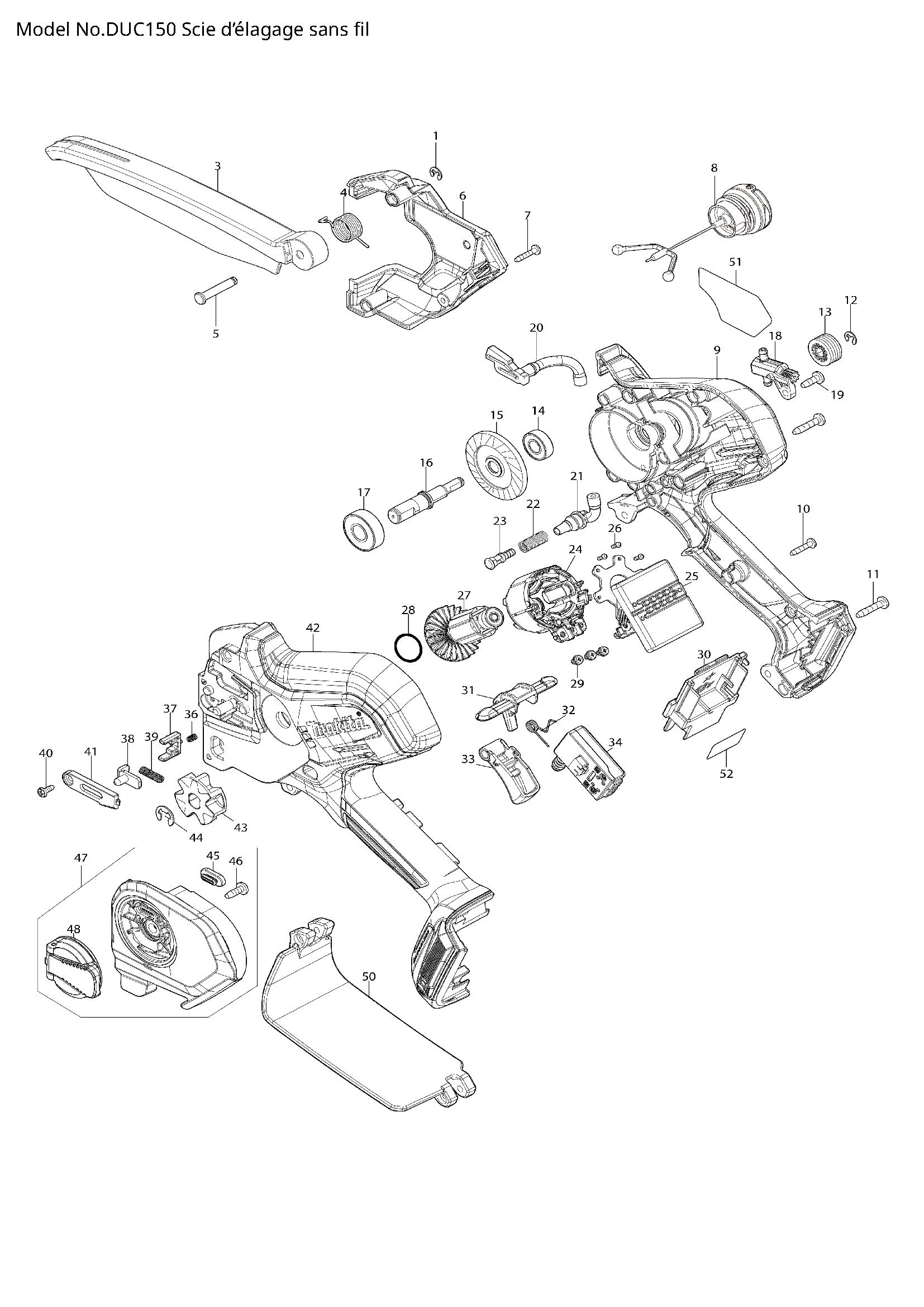 Pièces détachées tronçonneuse Makita DUC150