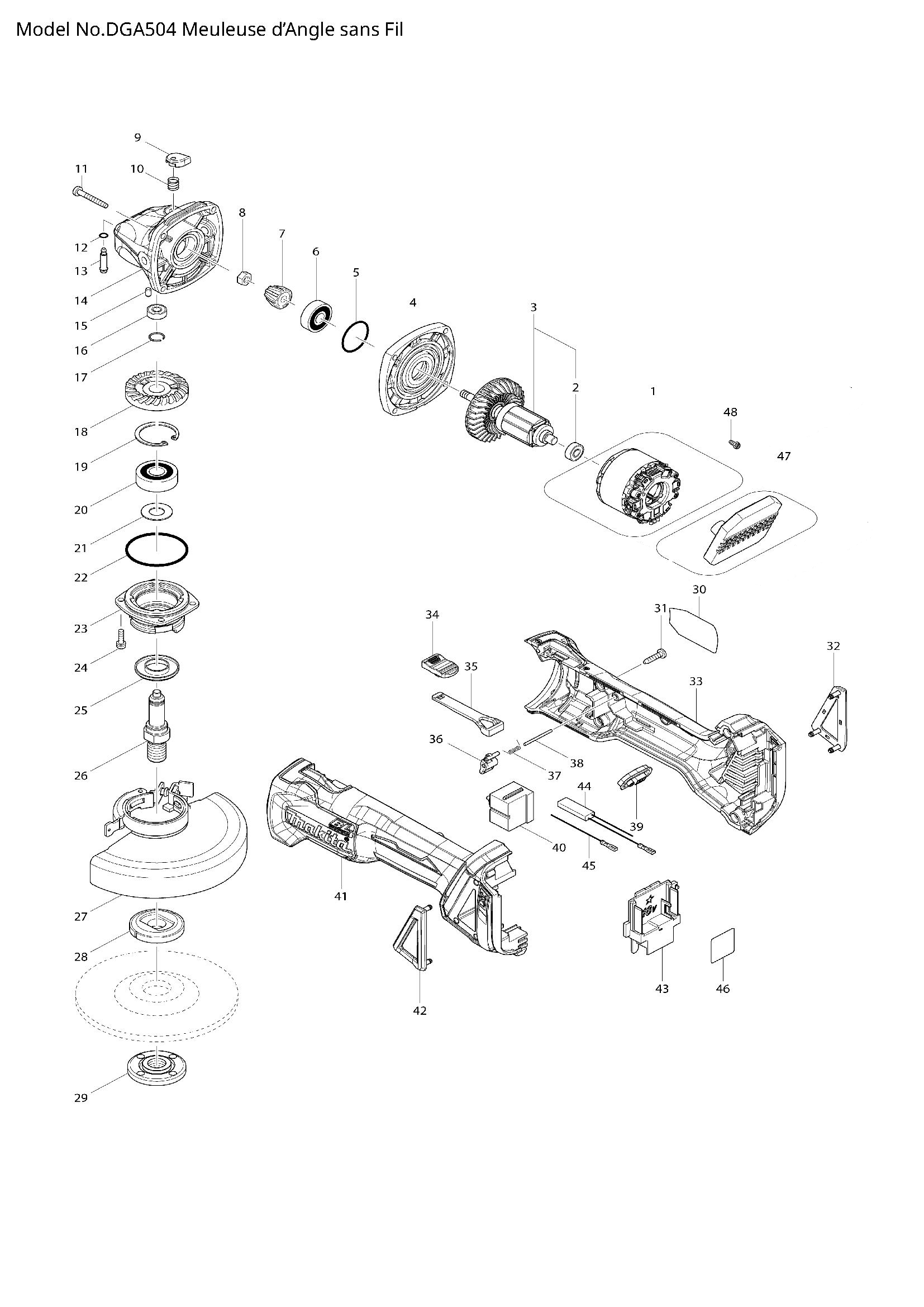Pièces détachées Meuleuse Makita DGA504